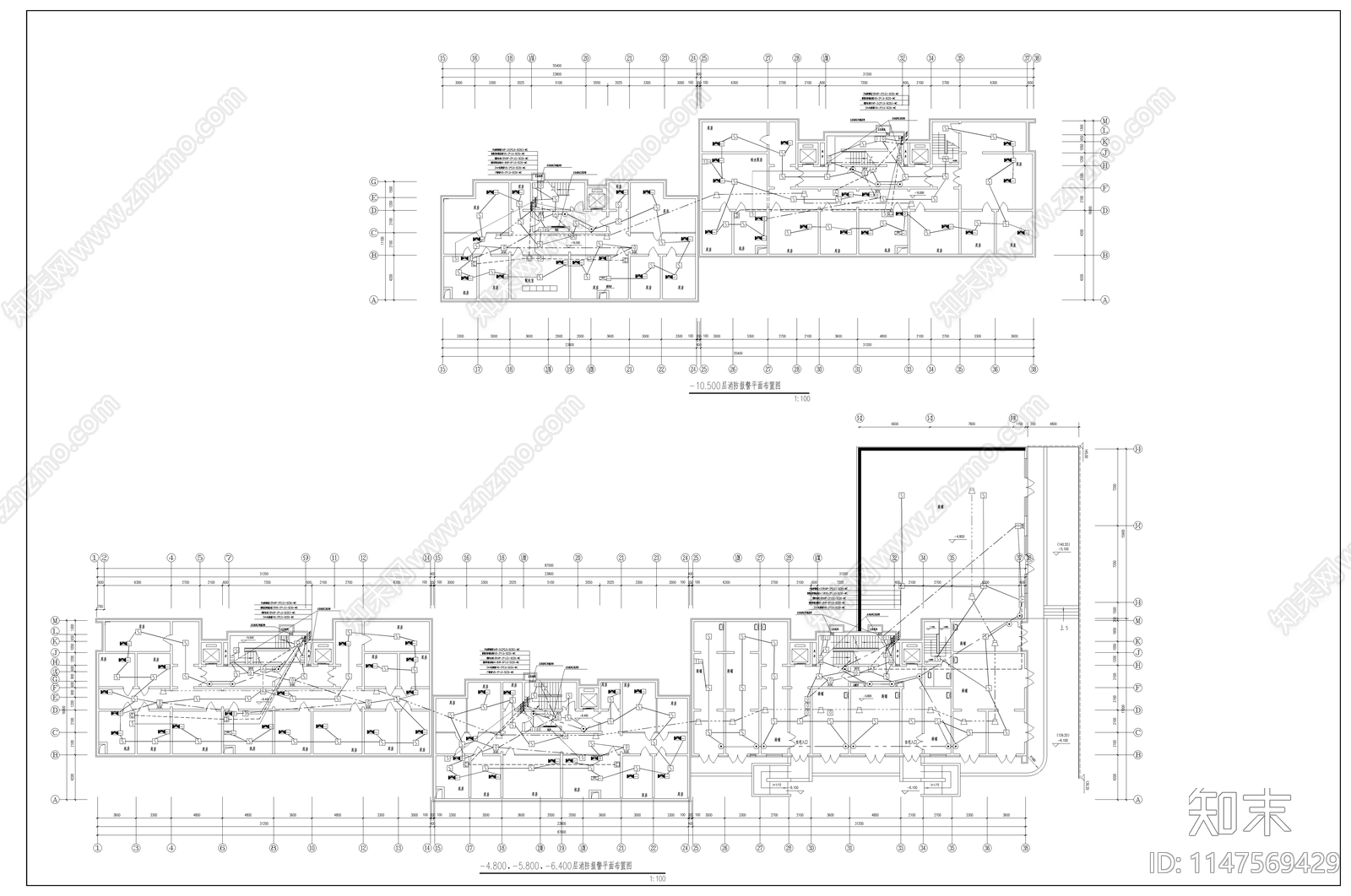 高层消防报警及联动设计cad施工图下载【ID:1147569429】