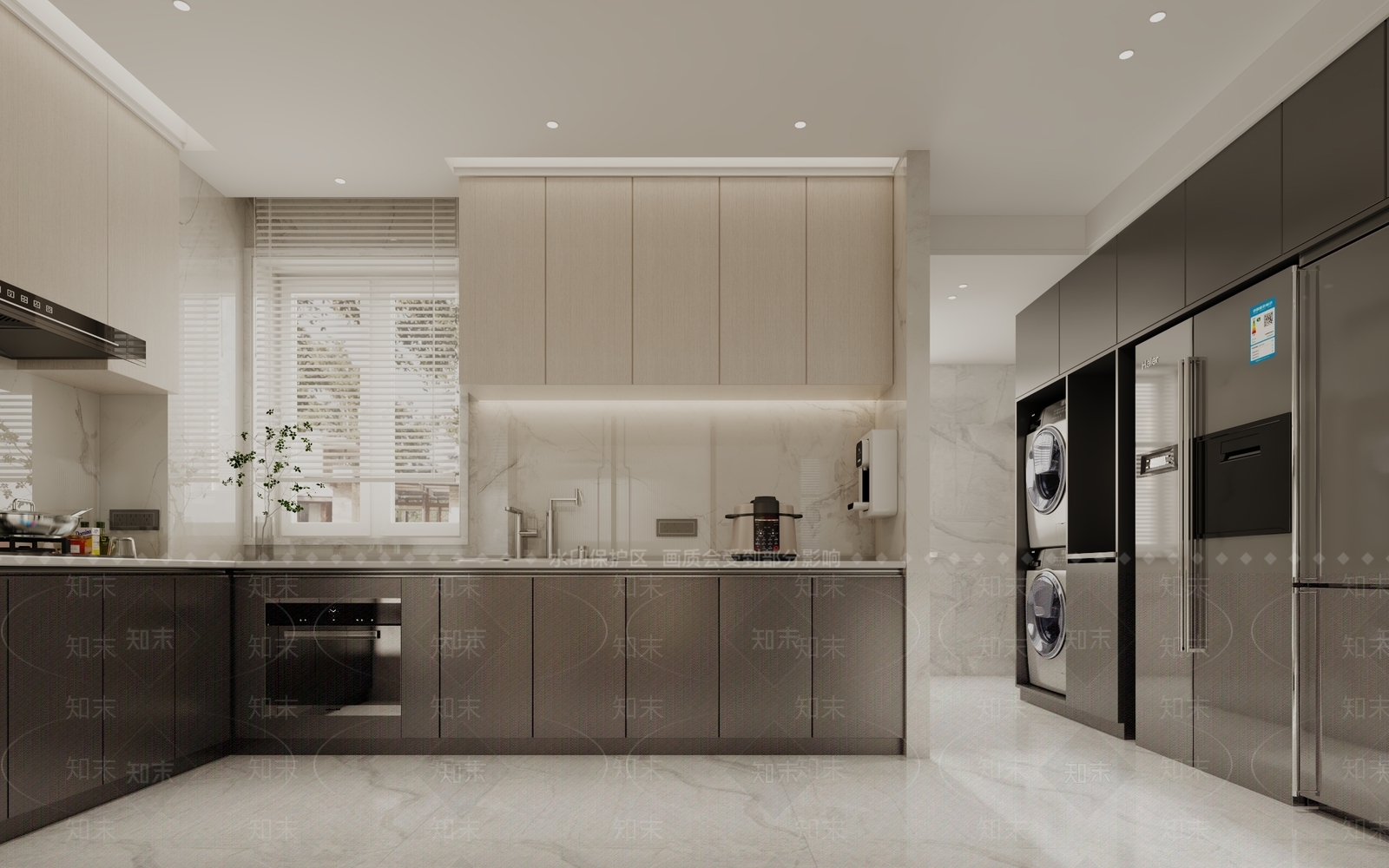 现代家装厨房冰箱洗衣机3D模型下载【ID:1147569923】