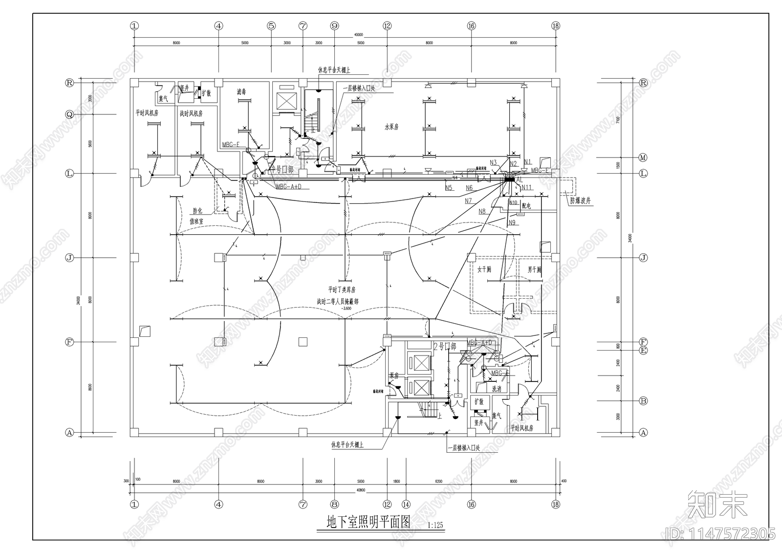 地下人防车库电气系统图cad施工图下载【ID:1147572305】