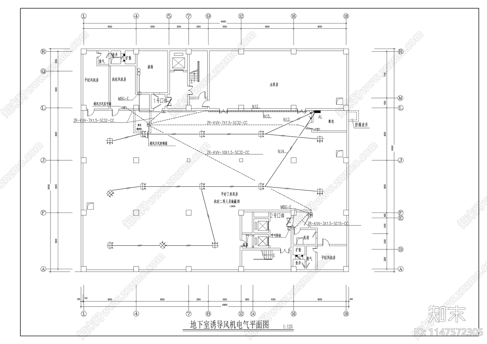 地下人防车库电气系统图cad施工图下载【ID:1147572305】