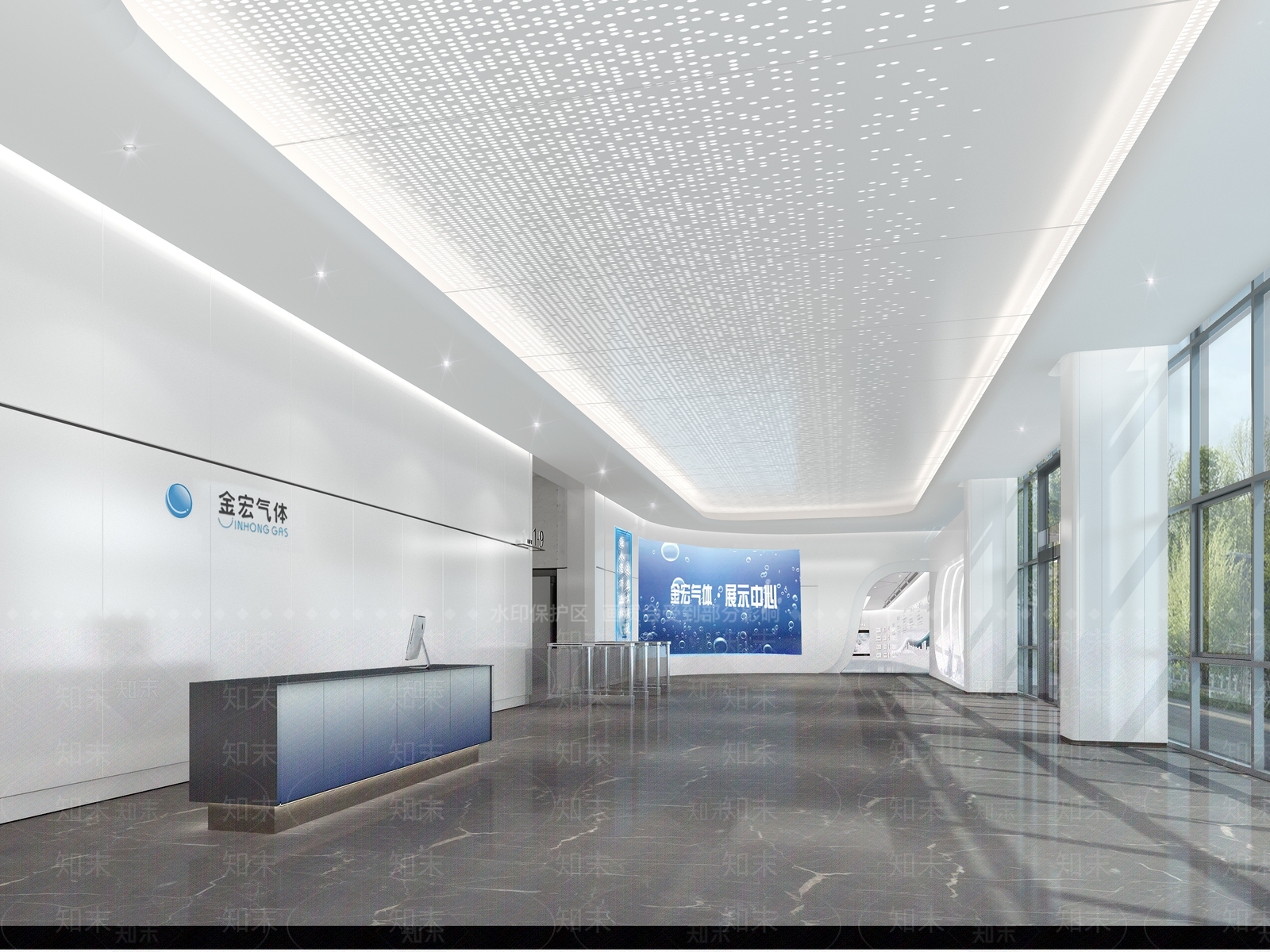 现代展厅门厅3D模型下载【ID:1147578501】