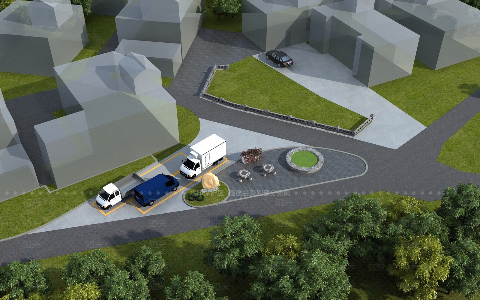 现代新农村农庄休闲娱乐公园停车场运动场改造项目3D模型下载【ID:1147579912】