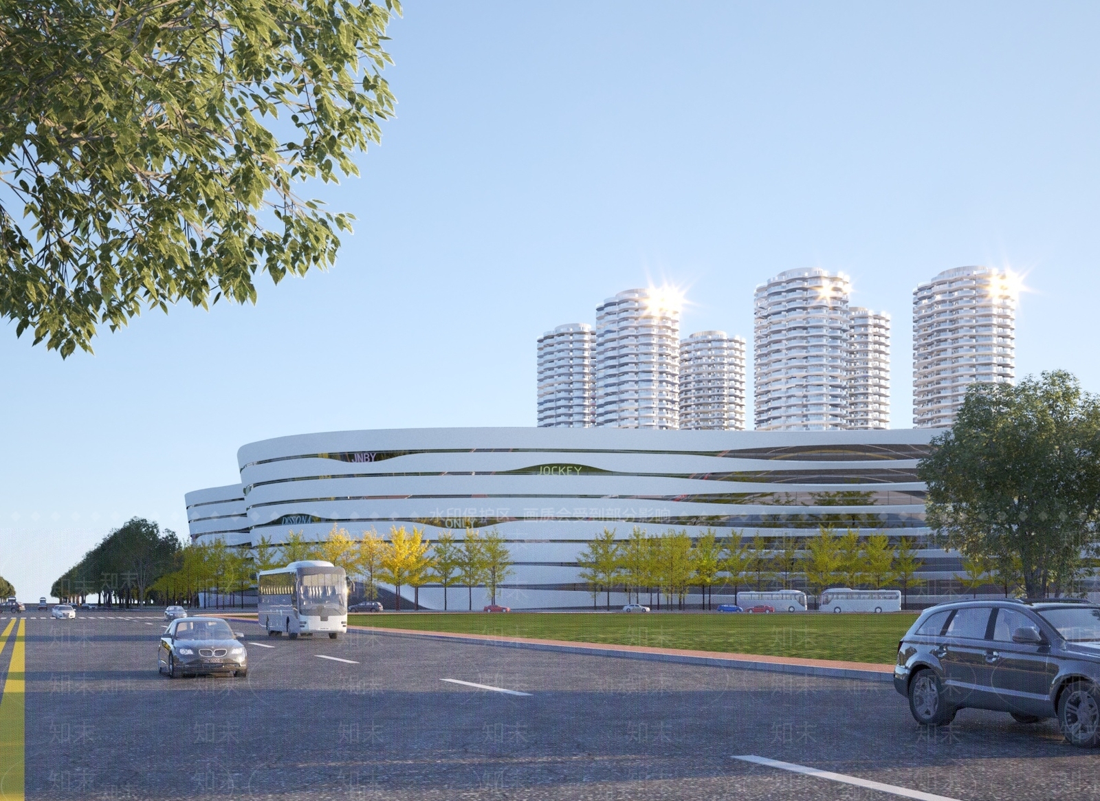 现代办公楼建筑3D模型下载【ID:1147581972】