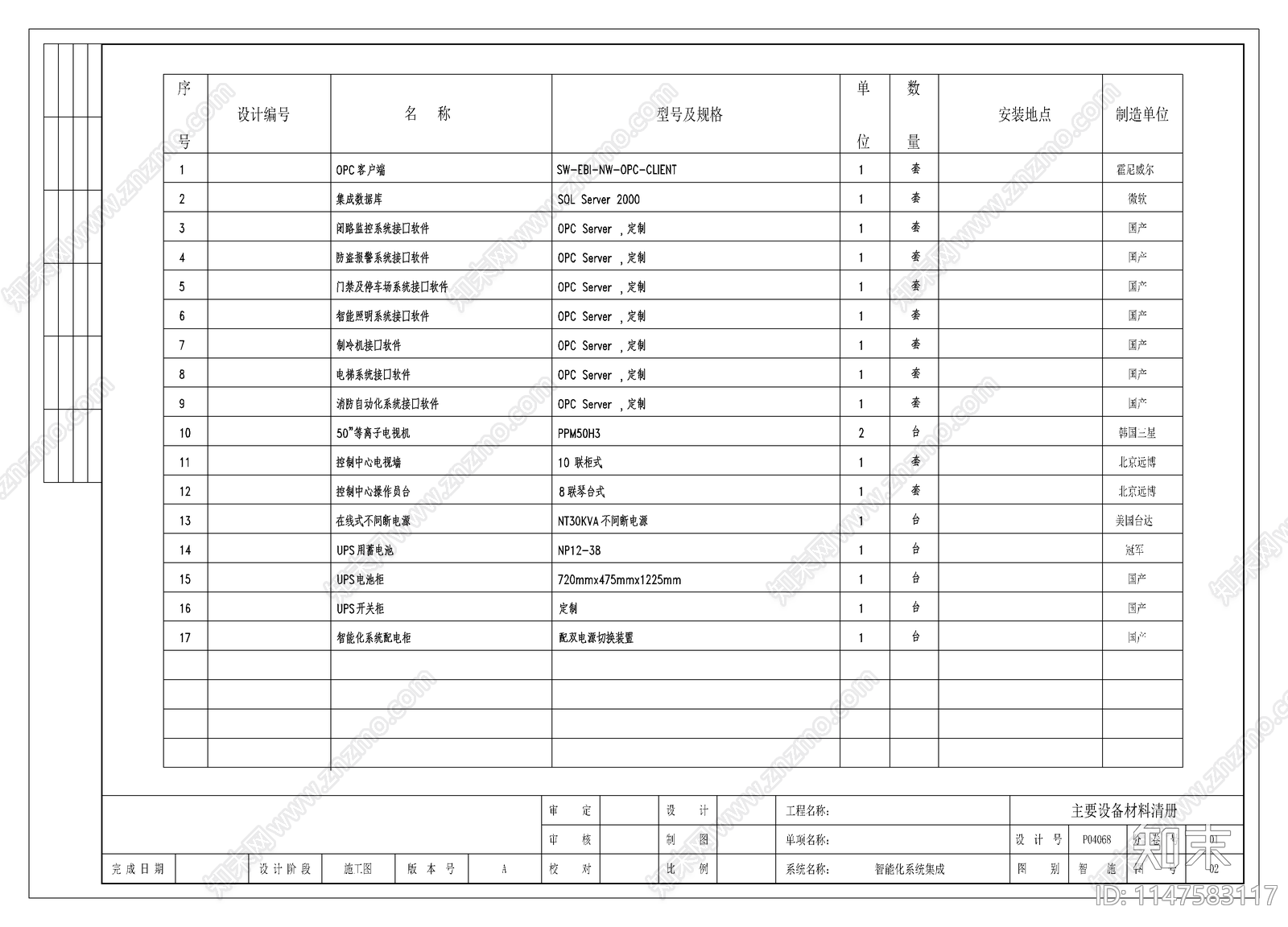 大厦弱电系统cad施工图下载【ID:1147583117】