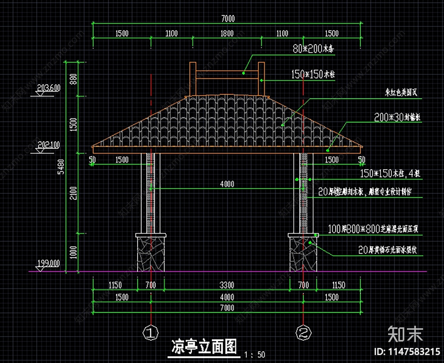 亭子cad施工图下载【ID:1147583215】