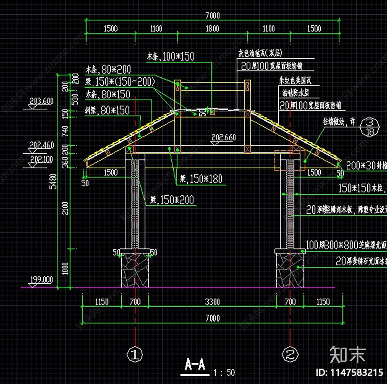 亭子cad施工图下载【ID:1147583215】