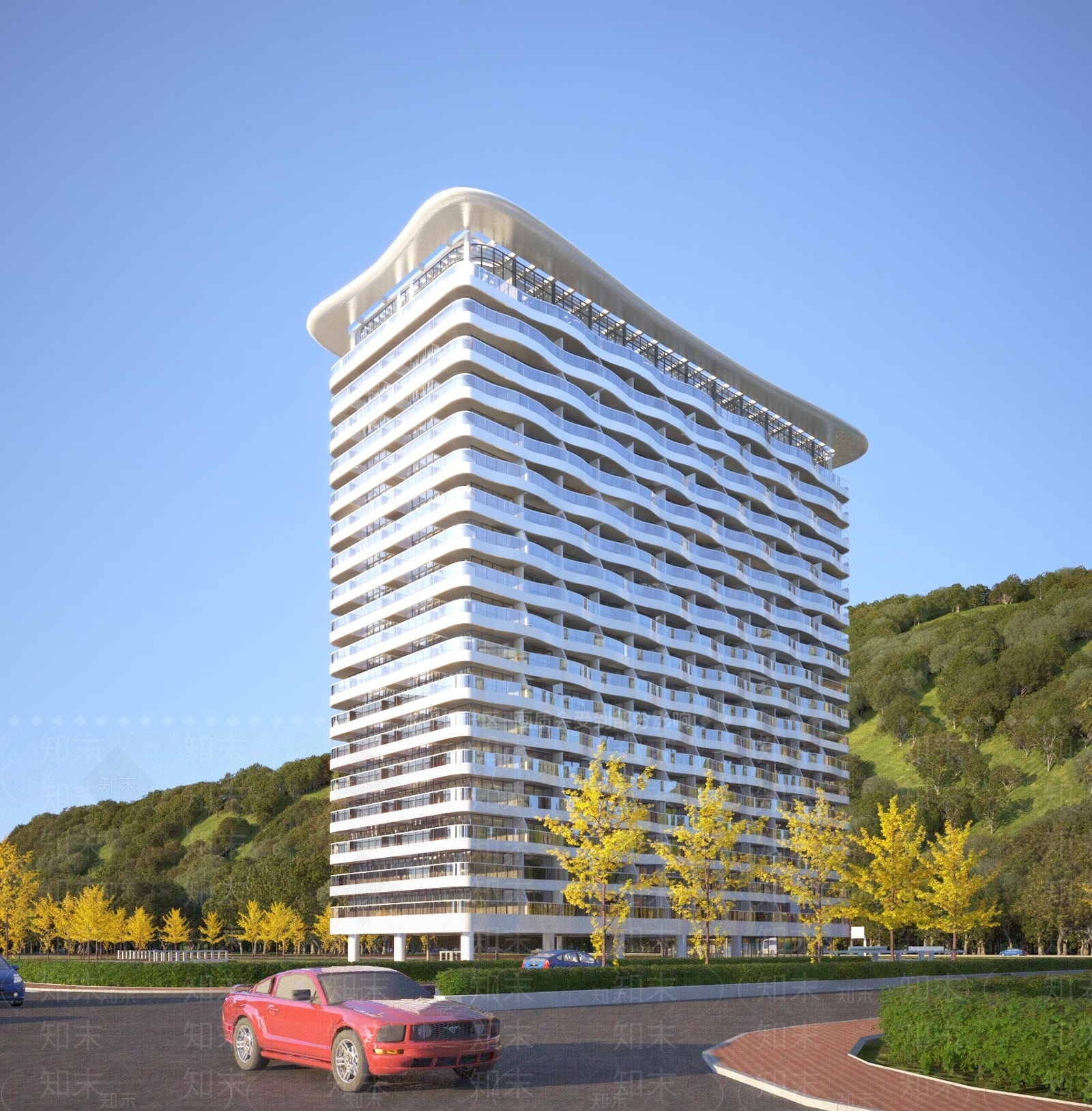 现代高层公寓办公楼建筑3D模型下载【ID:1147587625】