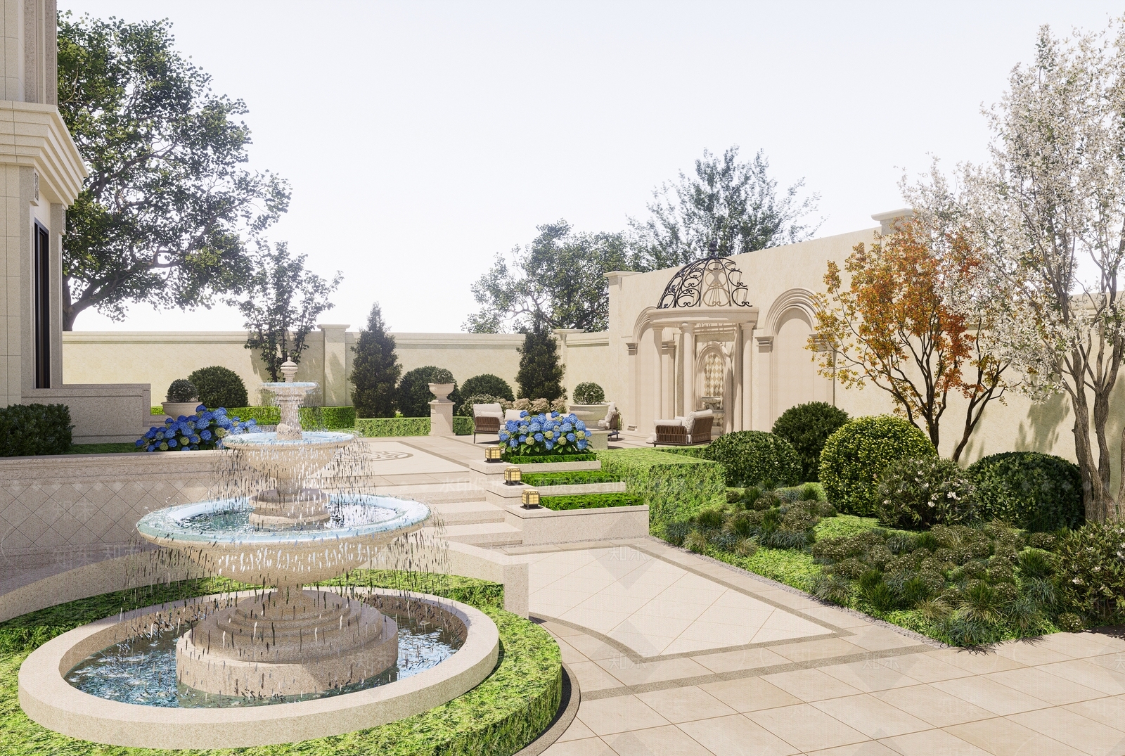 欧式庭院花园SU模型下载【ID:1147593354】