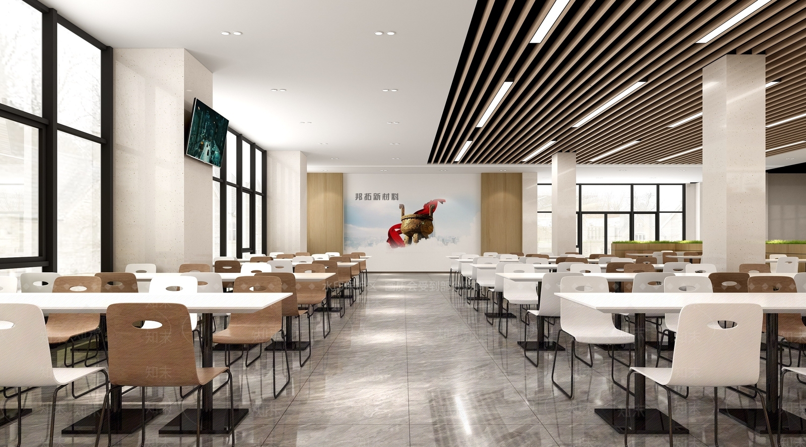 现代员工餐厅SU模型下载【ID:1147593332】