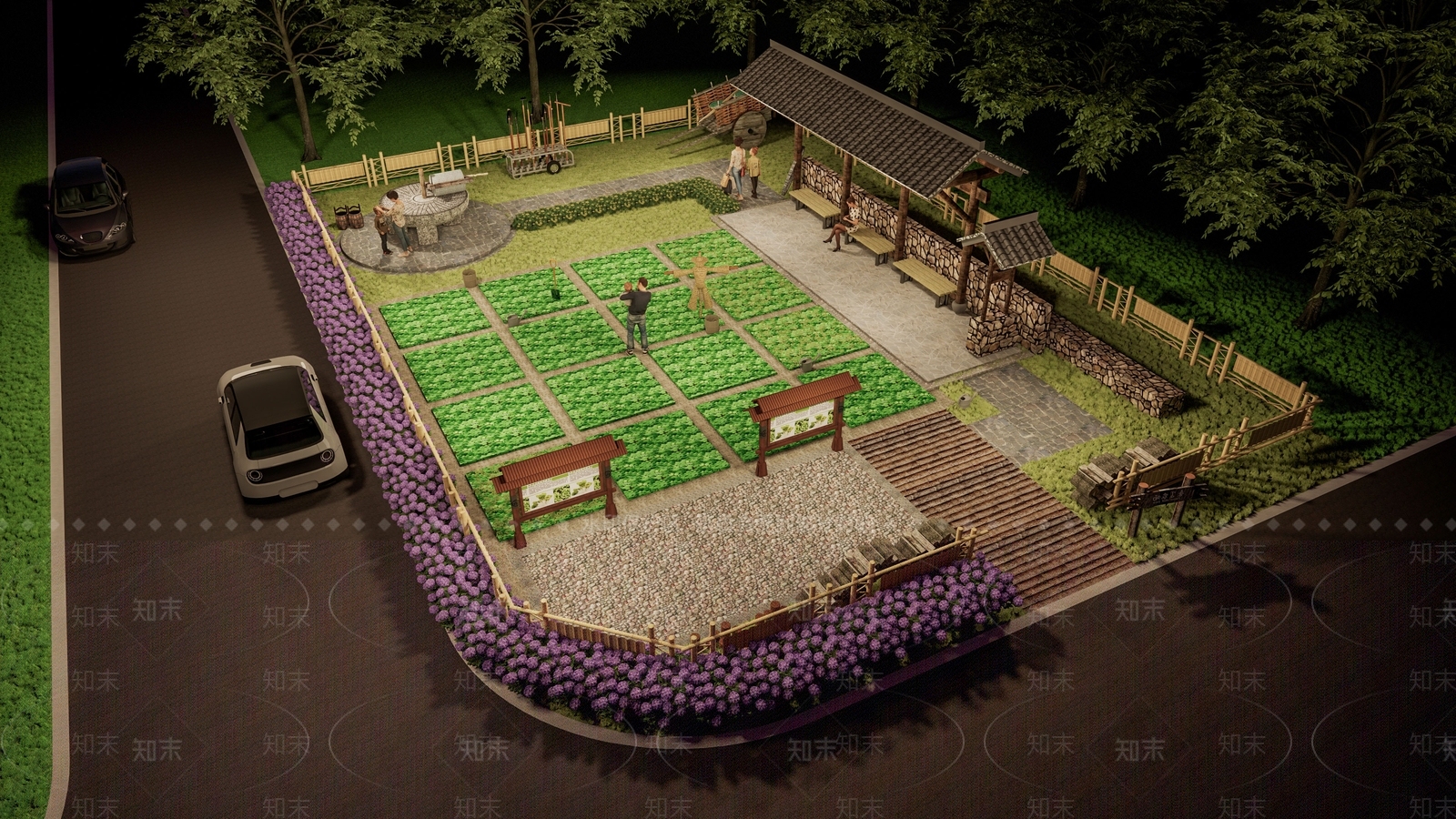 新中式乡村庭院SU模型下载【ID:1147596645】