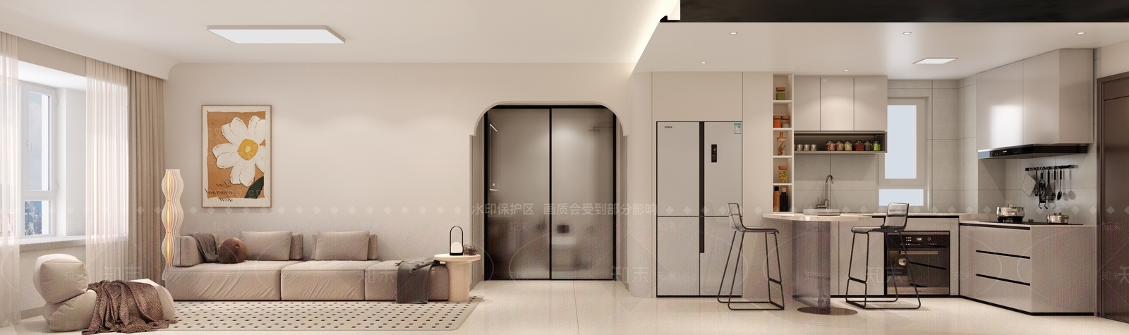 整套现代家装设计客厅厨房卧室卫生间3D模型下载【ID:1147598111】