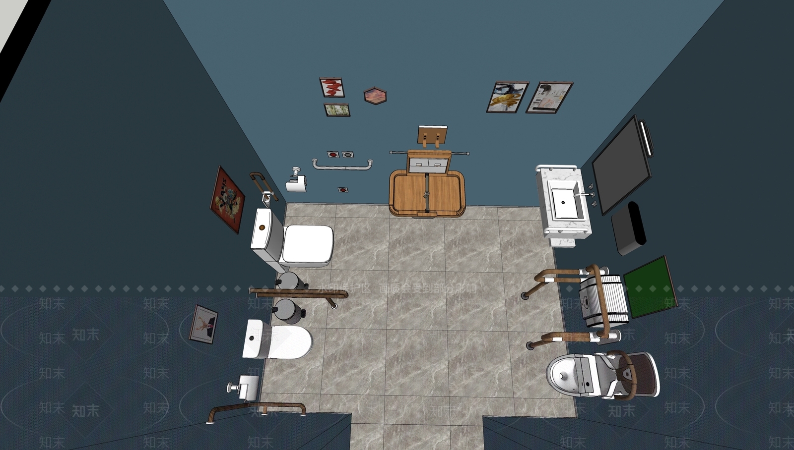 现代公共卫生间SU模型下载【ID:1147599488】