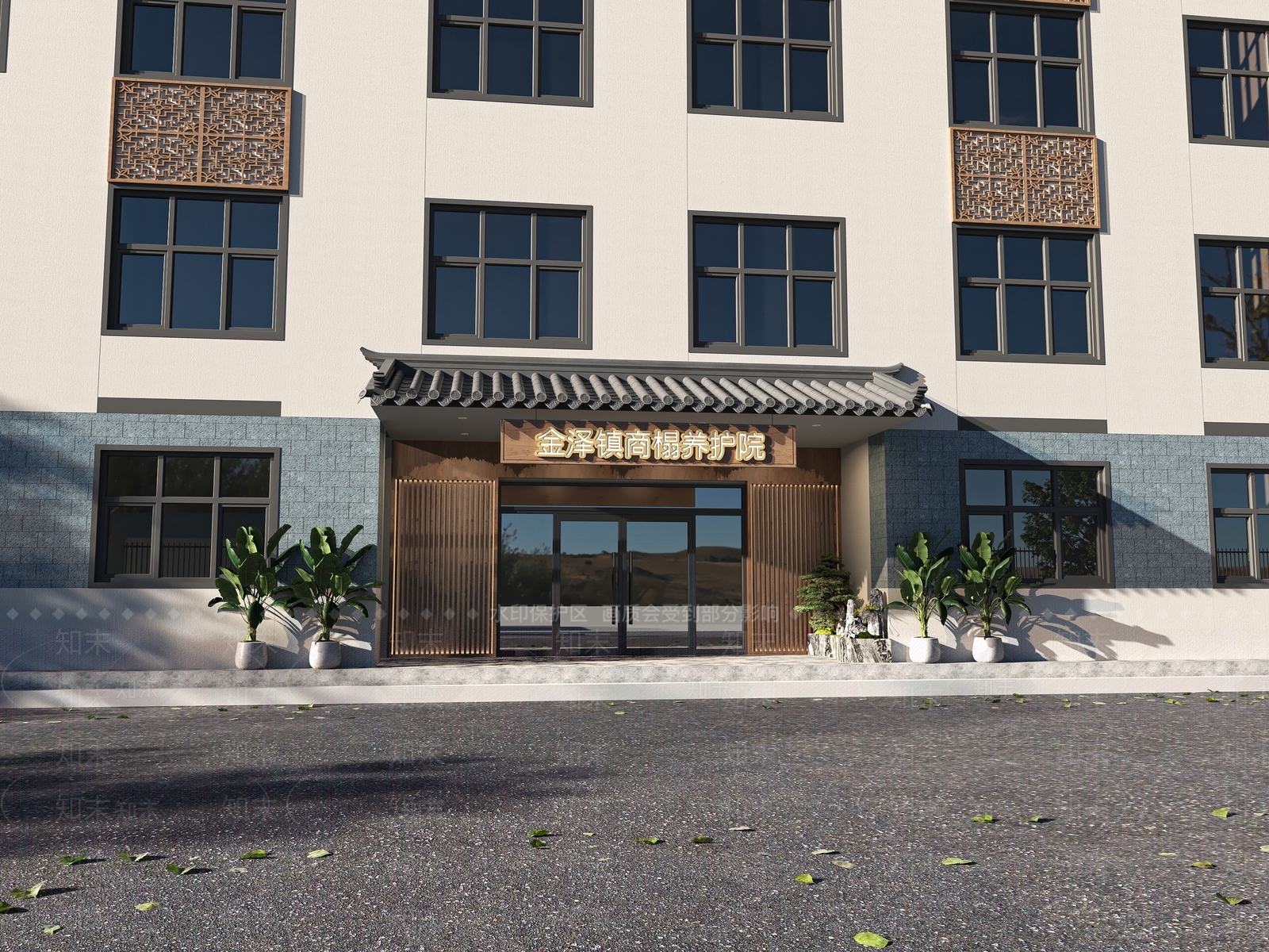 现代新中式门头3D模型下载【ID:1147600851】