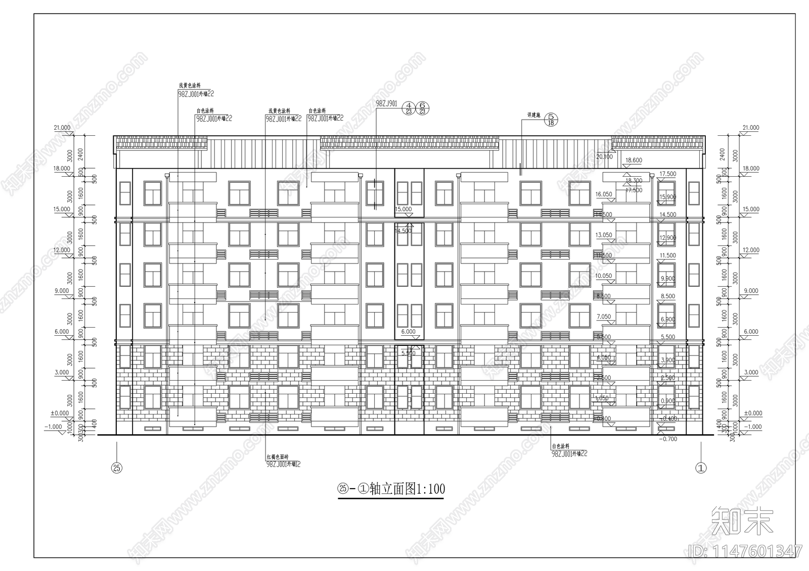 复式居民楼cad施工图下载【ID:1147601347】