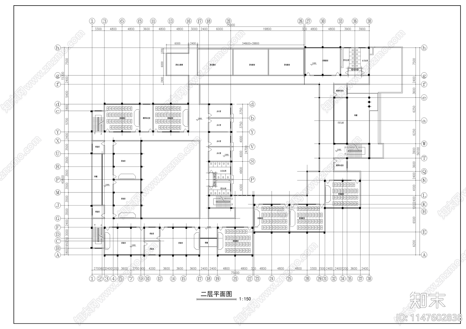 某中学教学楼cad施工图下载【ID:1147602838】