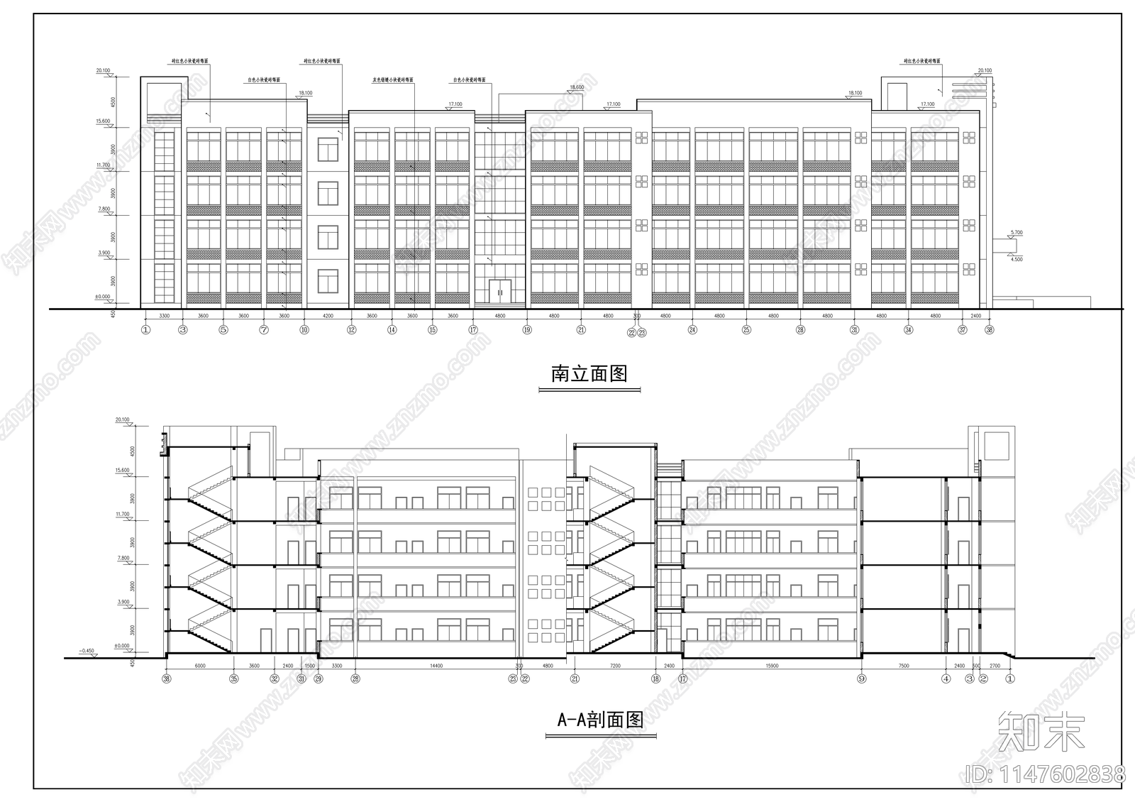 某中学教学楼cad施工图下载【ID:1147602838】