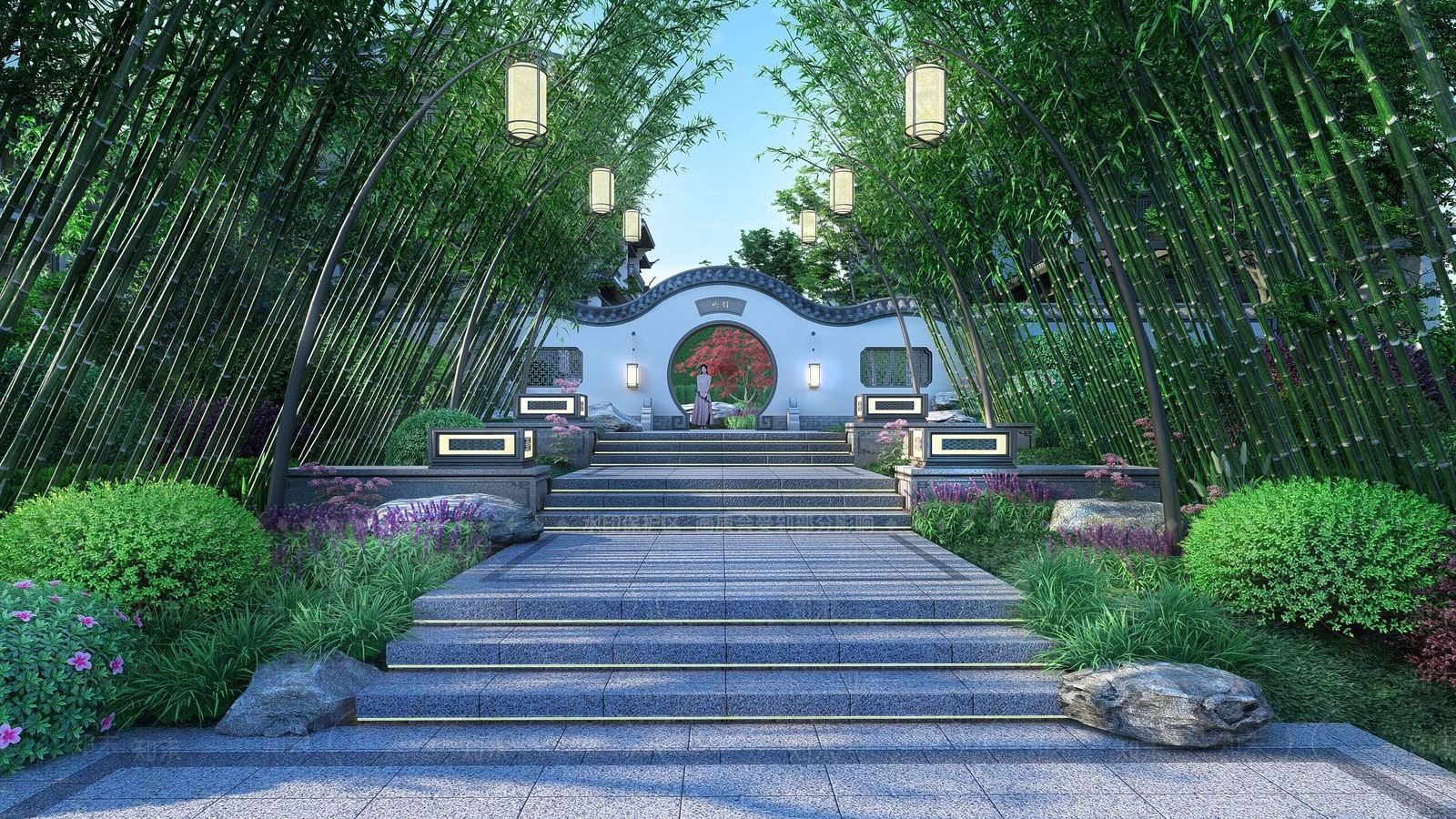 新中式小区入口景墙SU模型下载【ID:1147604500】