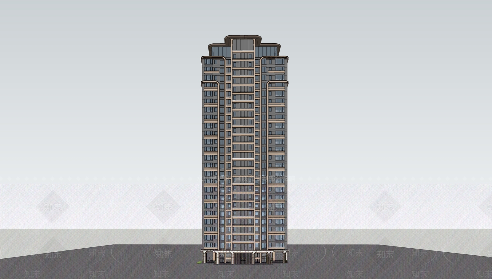 现代高层住宅SU模型下载【ID:1147608172】