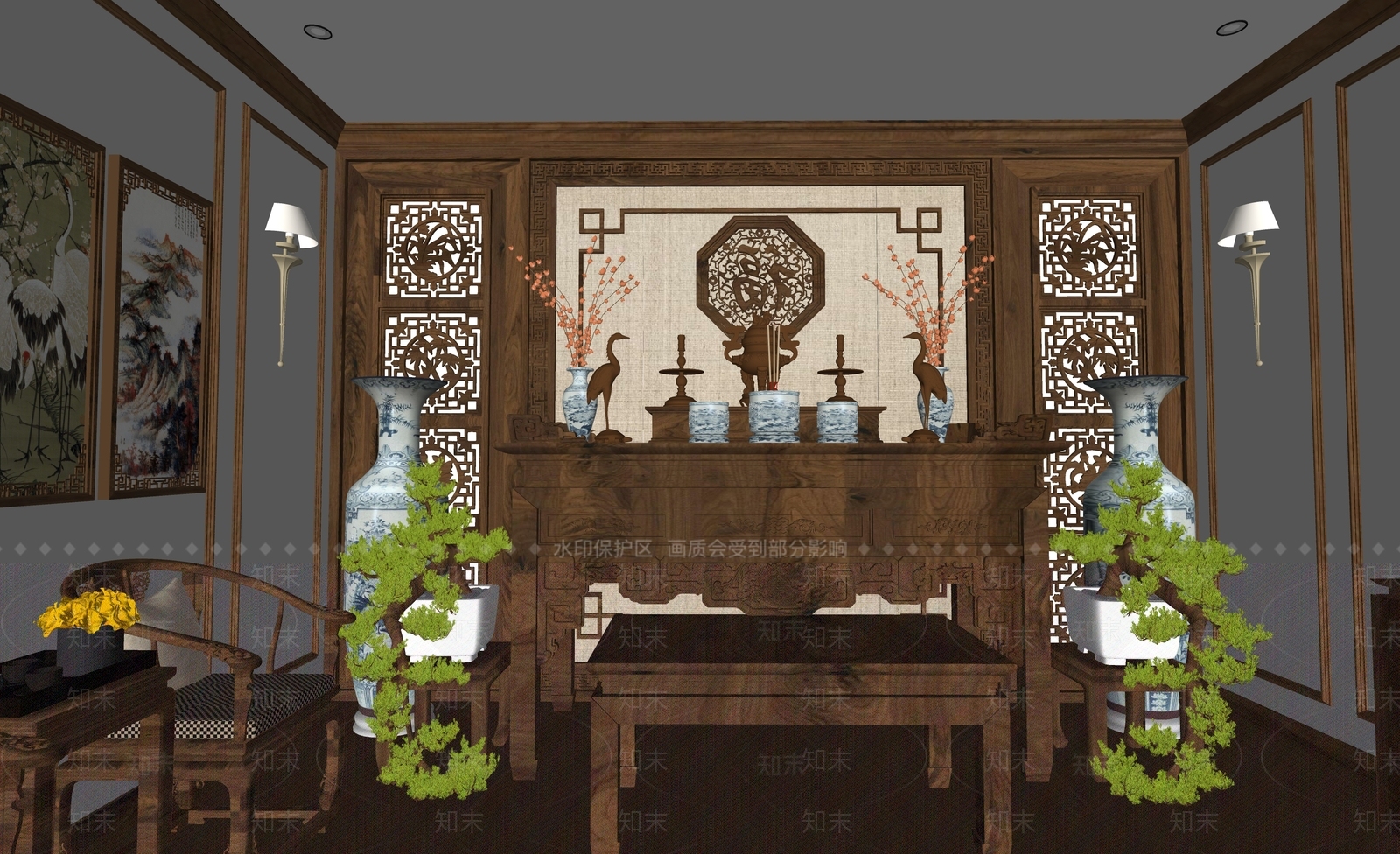 中式祠堂SU模型下载【ID:1147609034】
