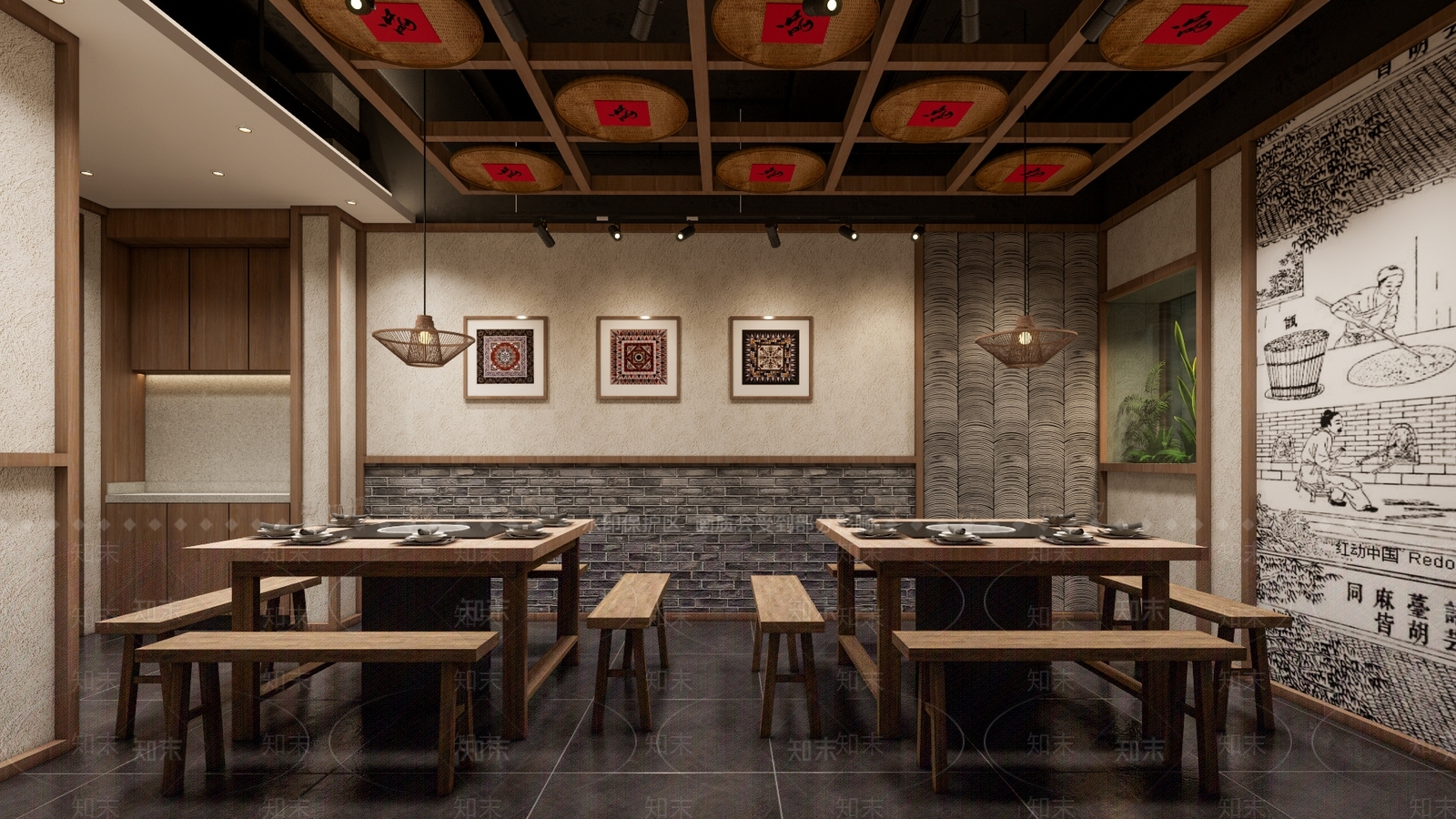 新中式火锅店SU模型下载【ID:1147609452】