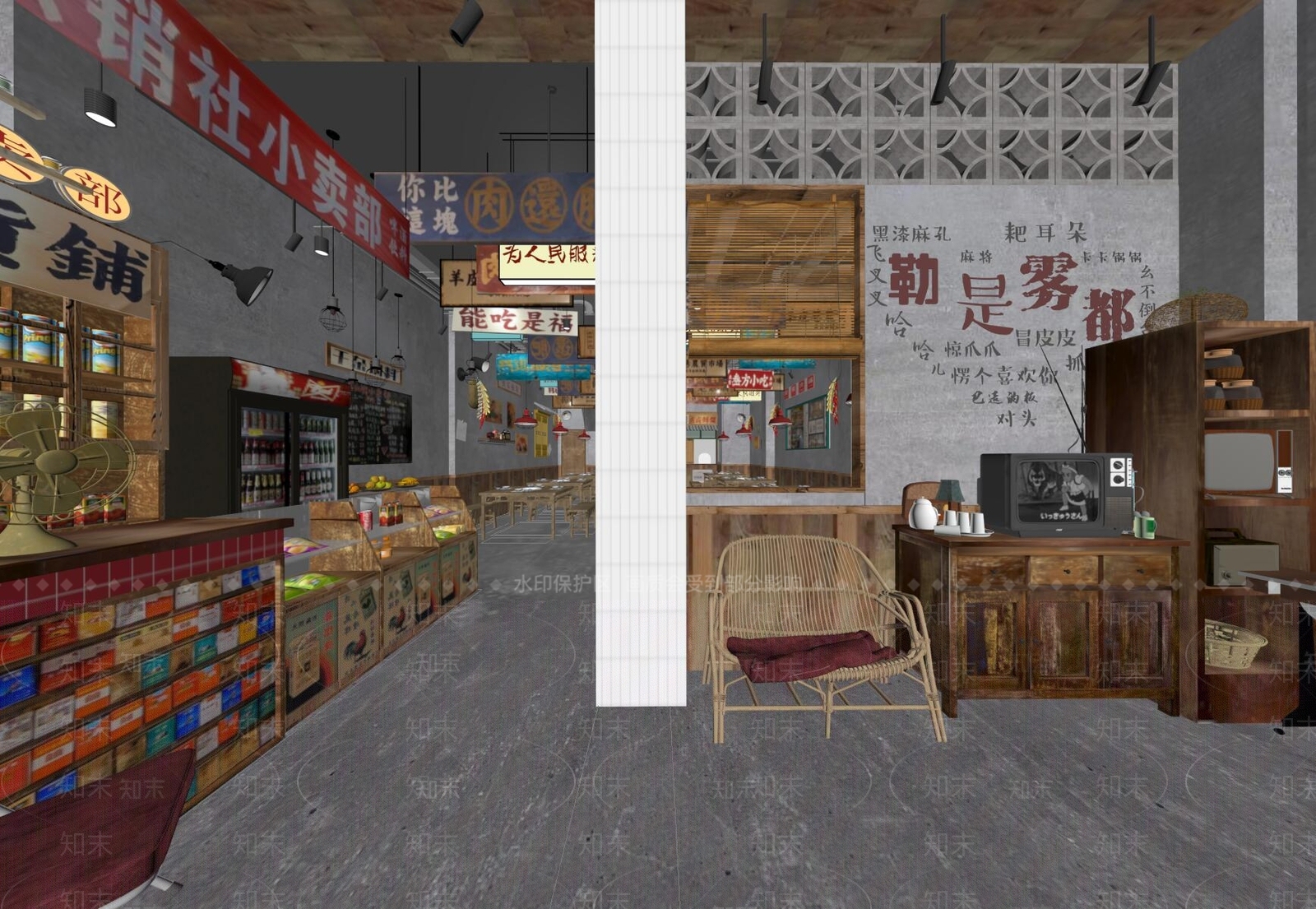 现代怀旧火锅店SU模型下载【ID:1147610070】