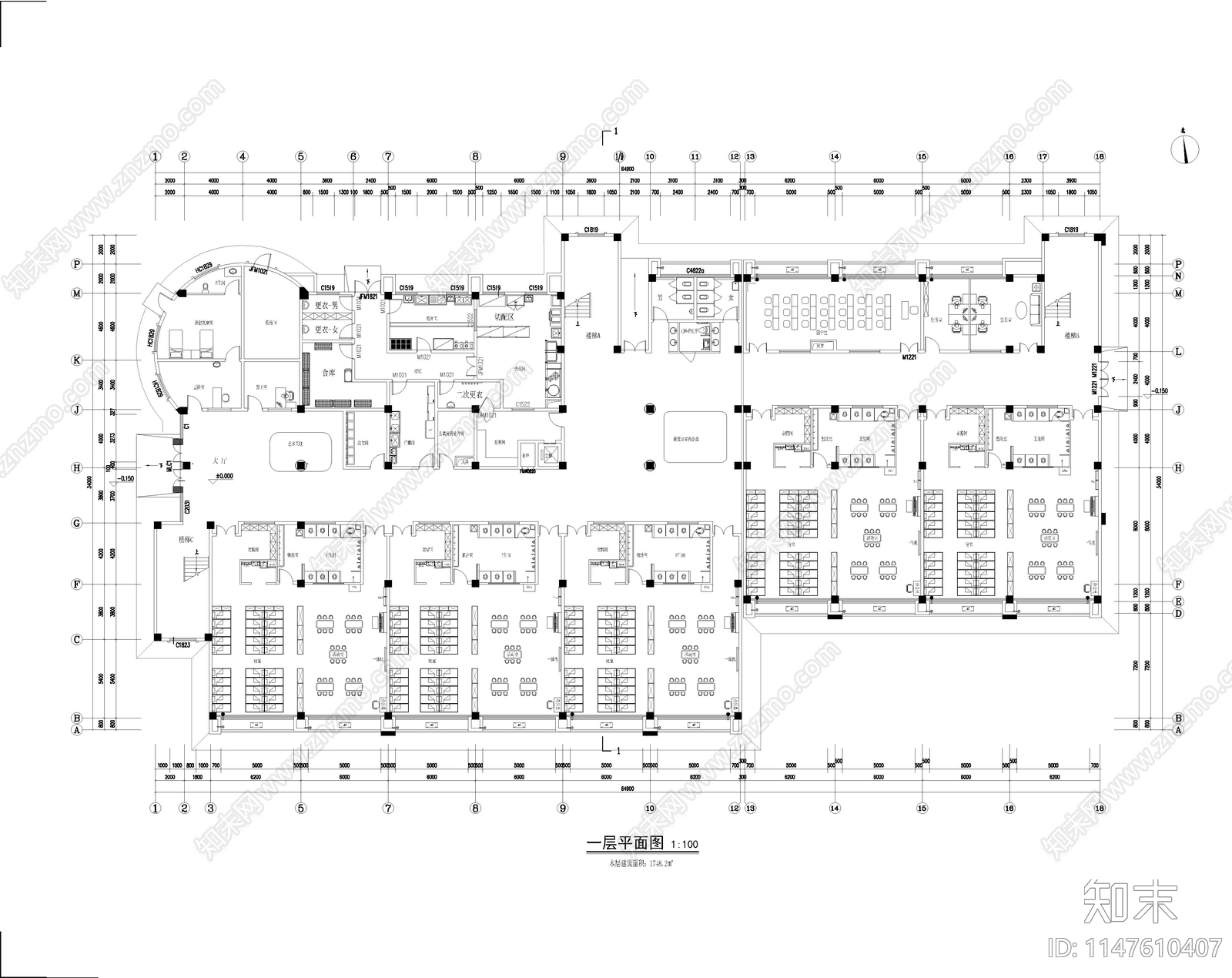 5000m²现代幼儿园平面图施工图下载【ID:1147610407】