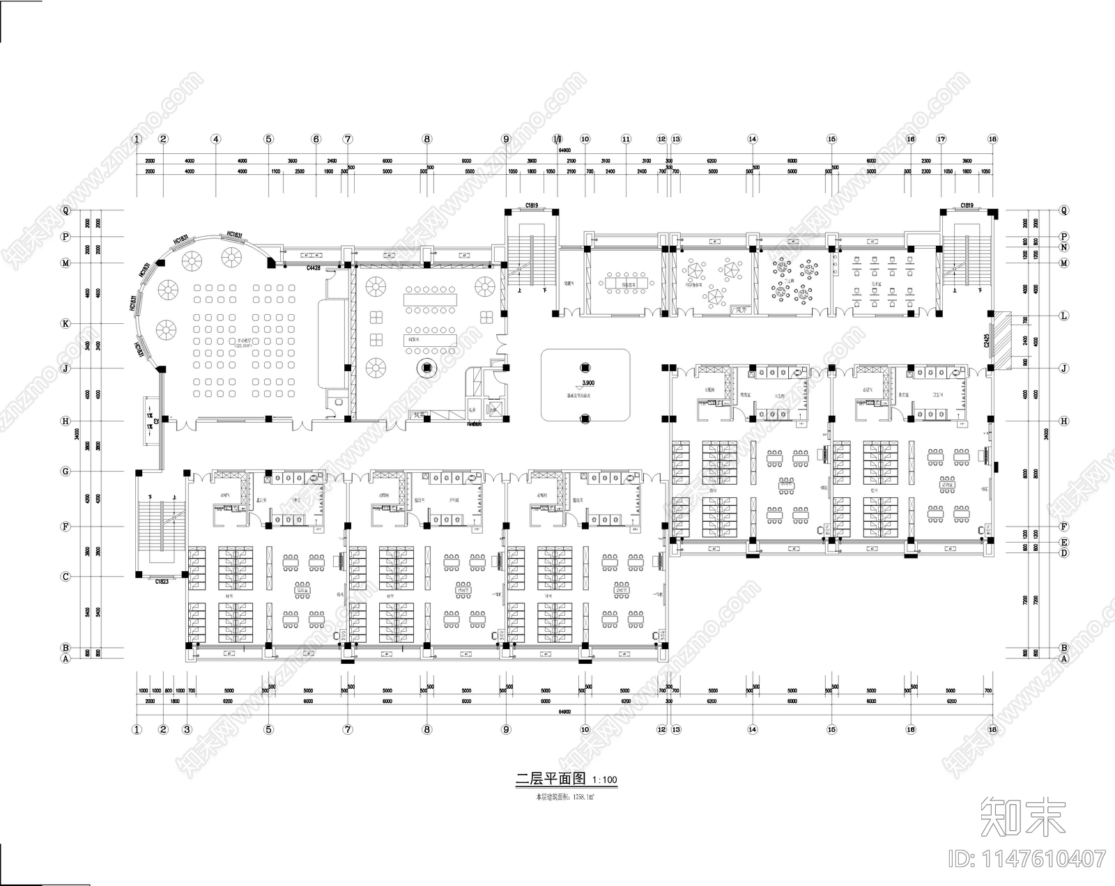 5000m²现代幼儿园平面图施工图下载【ID:1147610407】