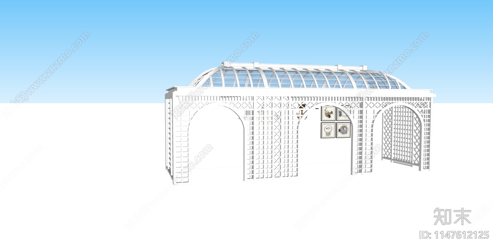欧式景观廊架SU模型下载【ID:1147612125】
