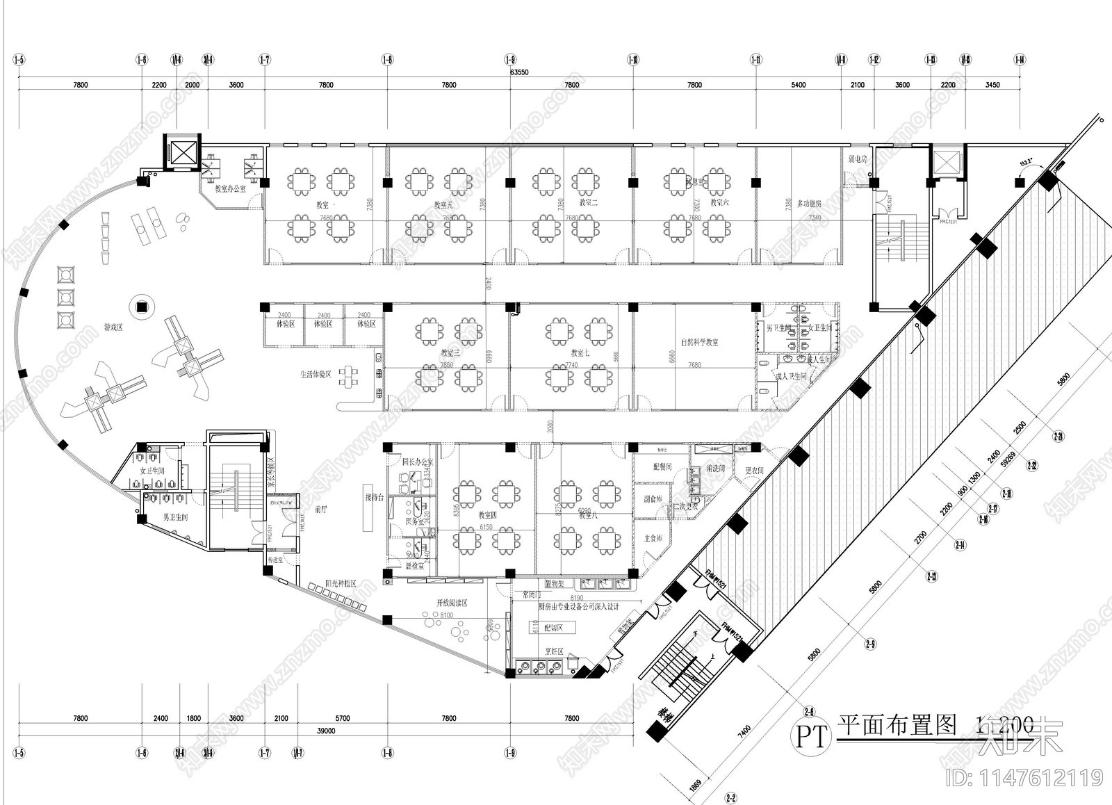 红太阳幼儿园cad施工图下载【ID:1147612119】