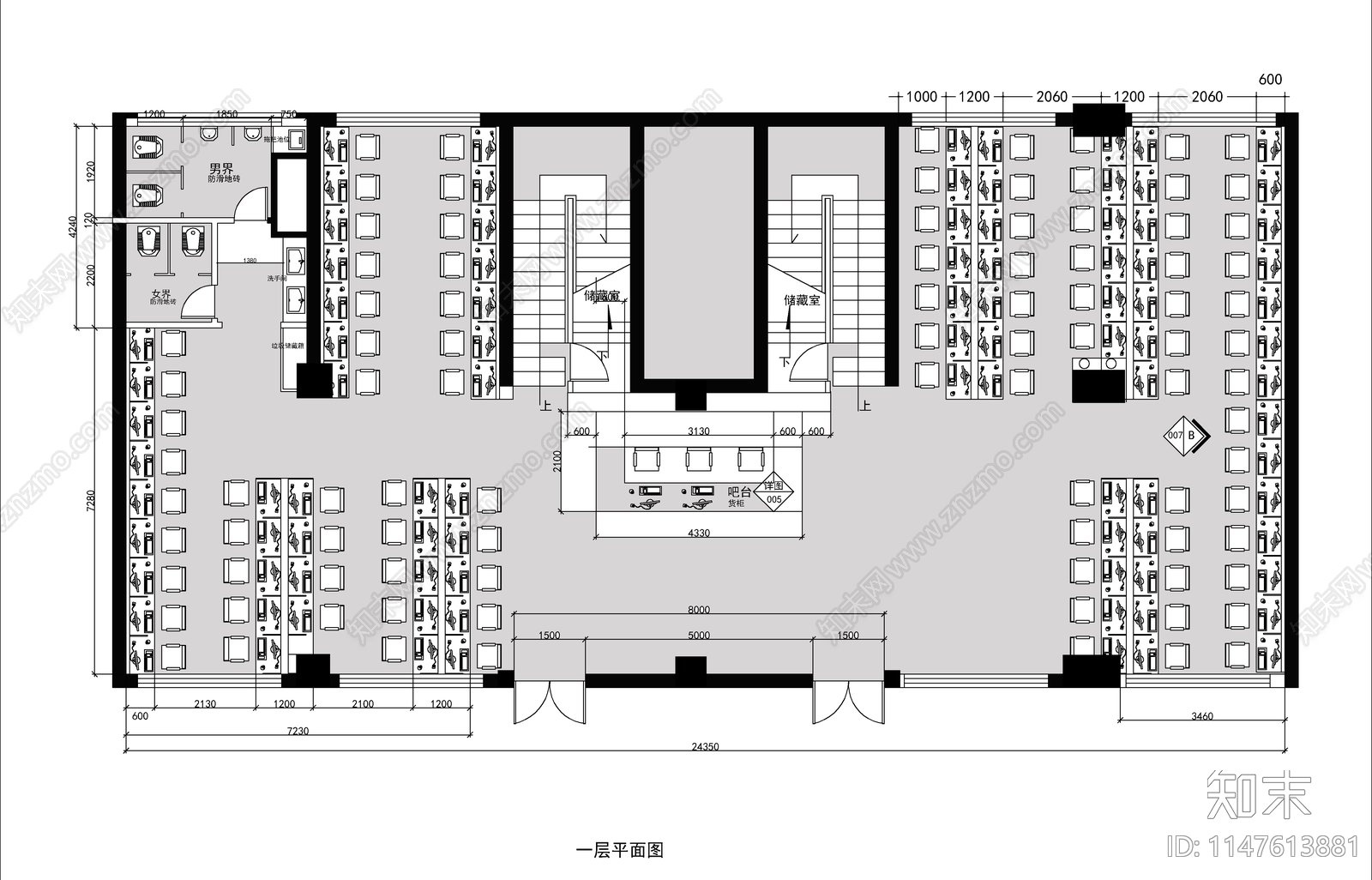 两层时尚网咖cad施工图下载【ID:1147613881】