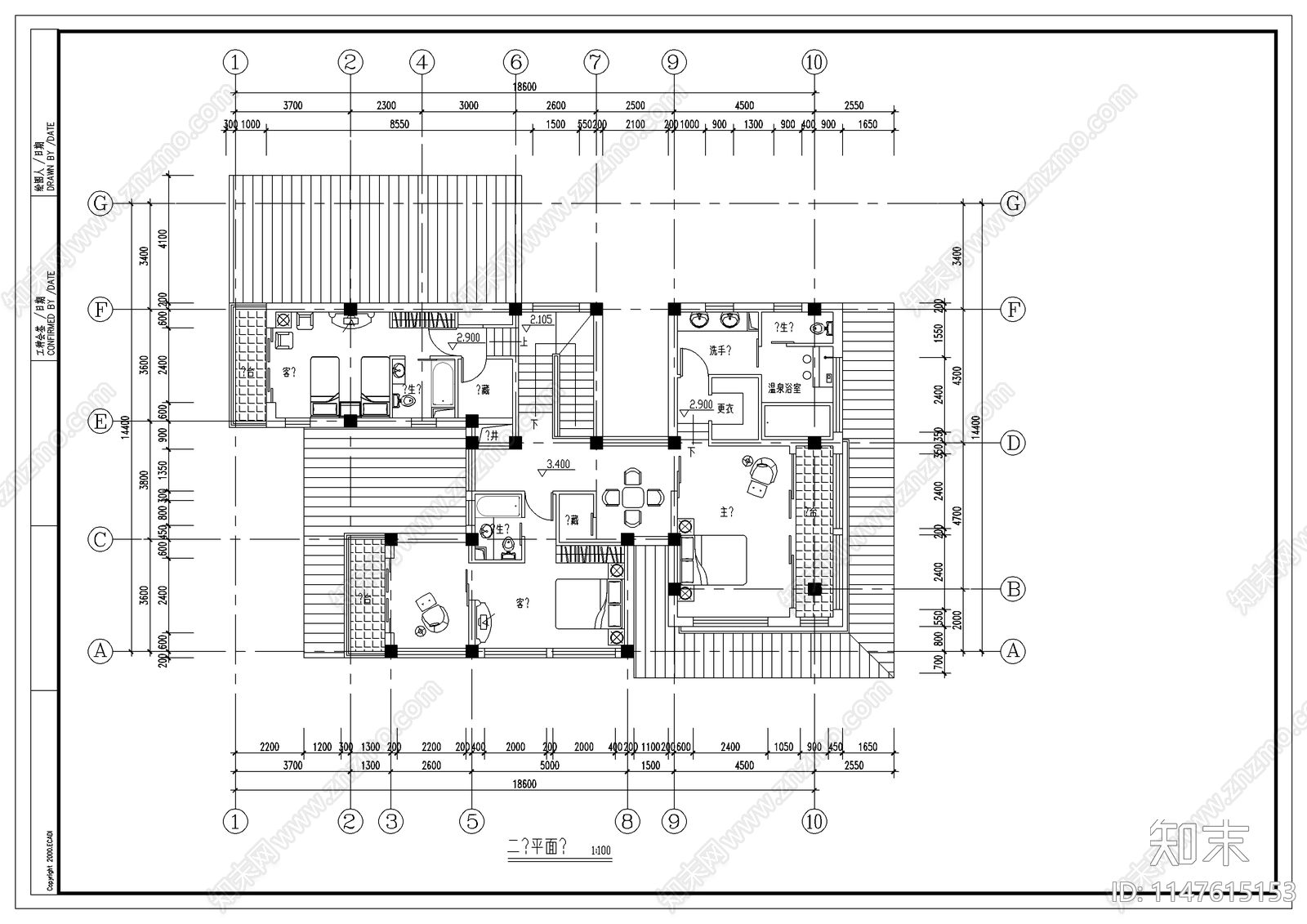 日式别墅建筑cad施工图下载【ID:1147615153】