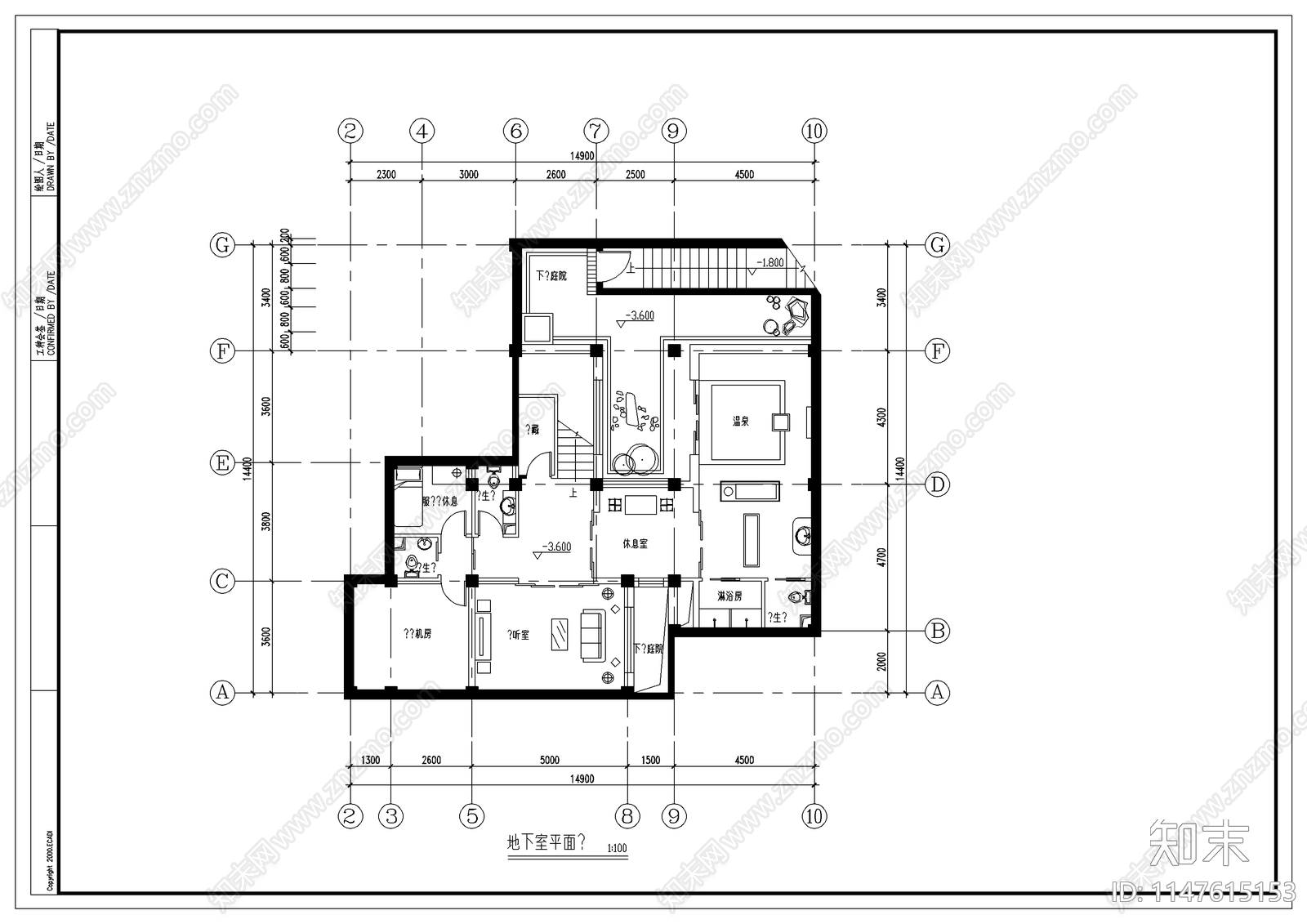 日式别墅建筑cad施工图下载【ID:1147615153】