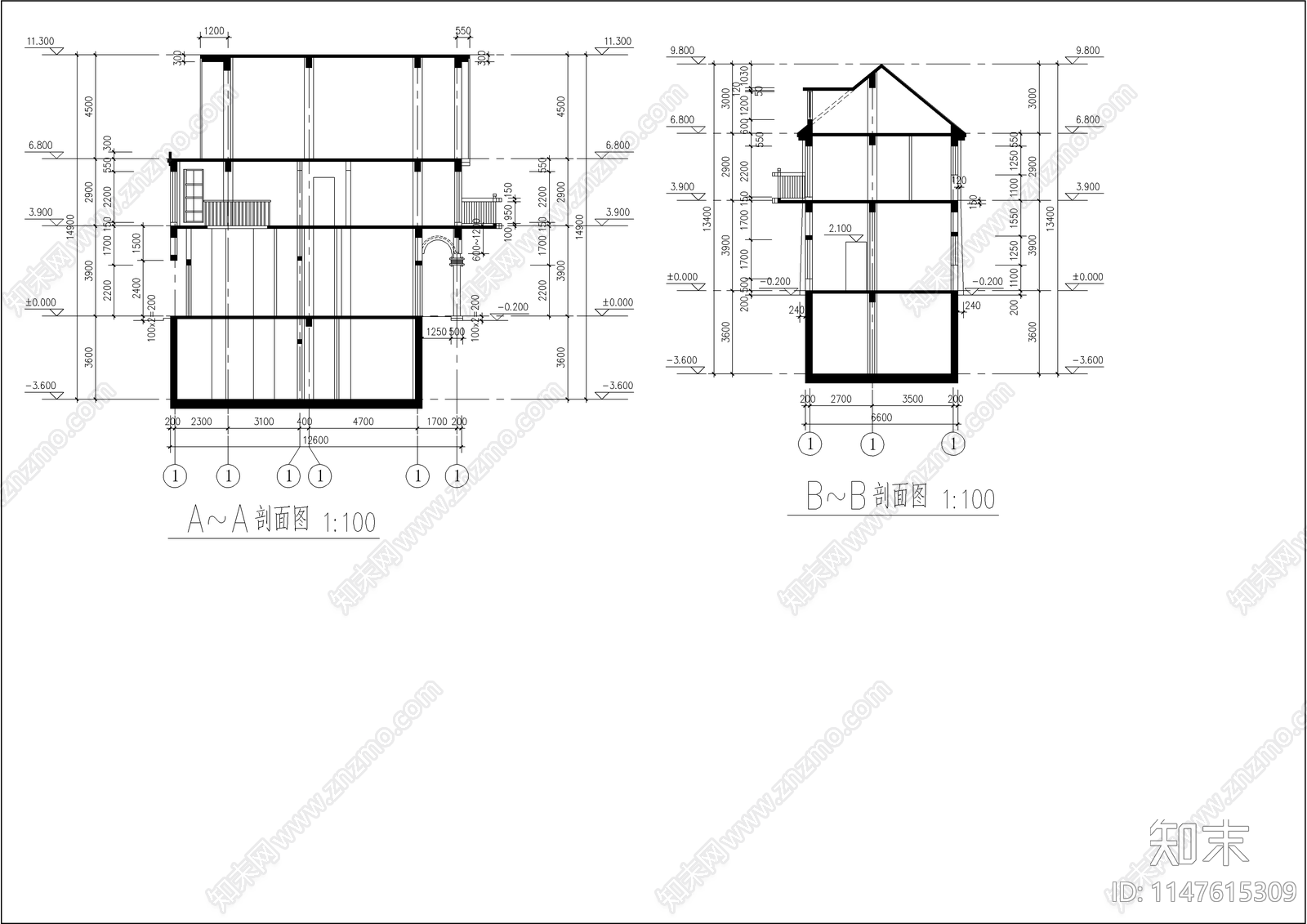 瑞典式别墅建筑施工图下载【ID:1147615309】