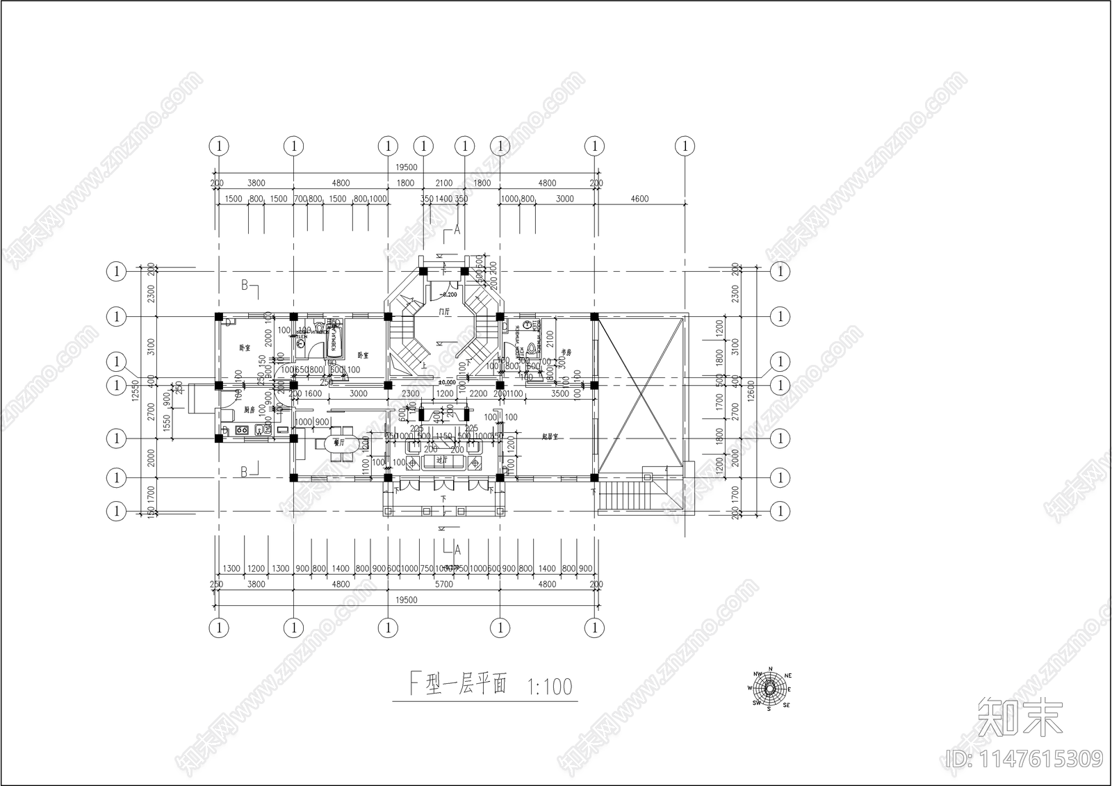 瑞典式别墅建筑施工图下载【ID:1147615309】