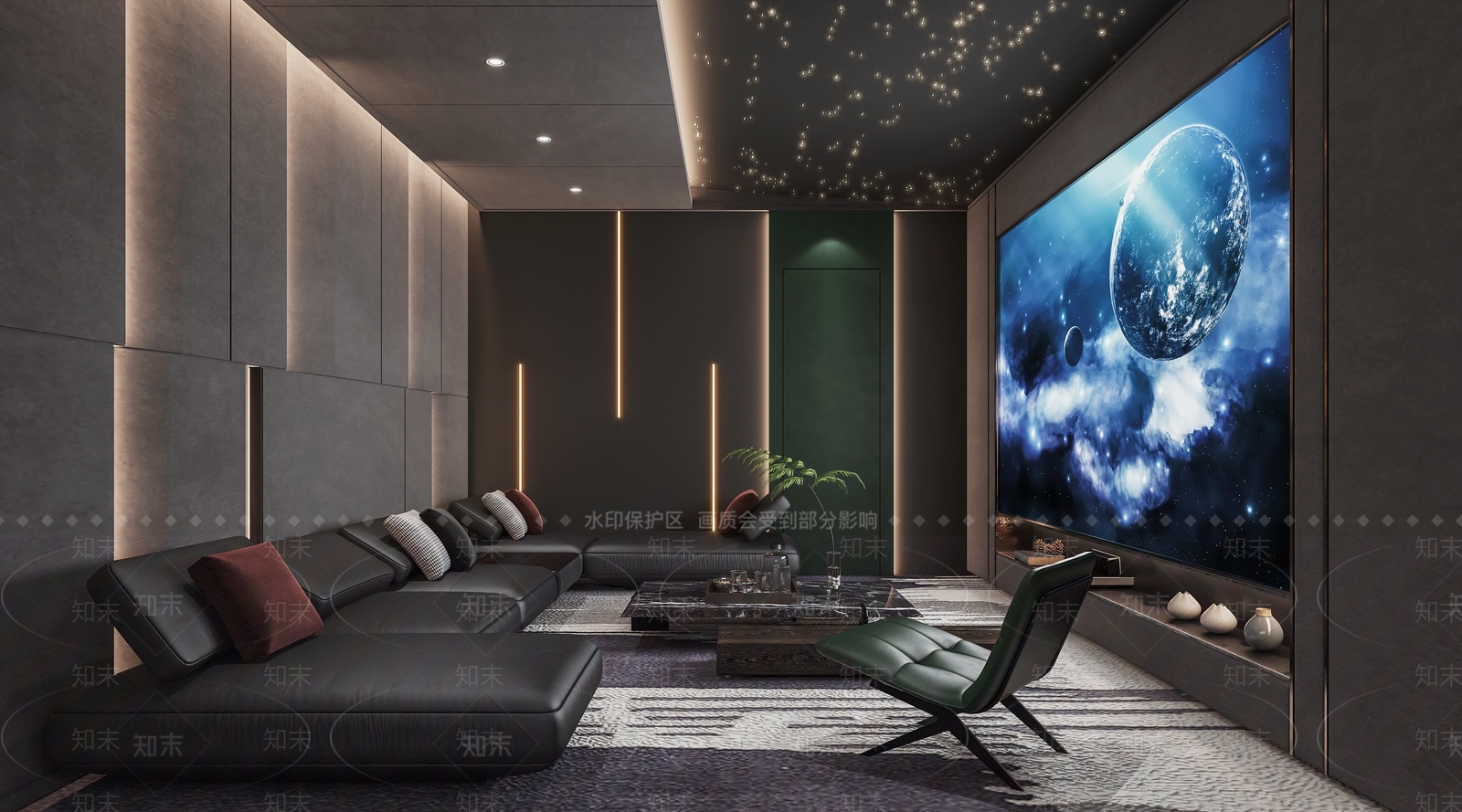 现代轻奢简约影视厅3D模型下载【ID:1147615640】