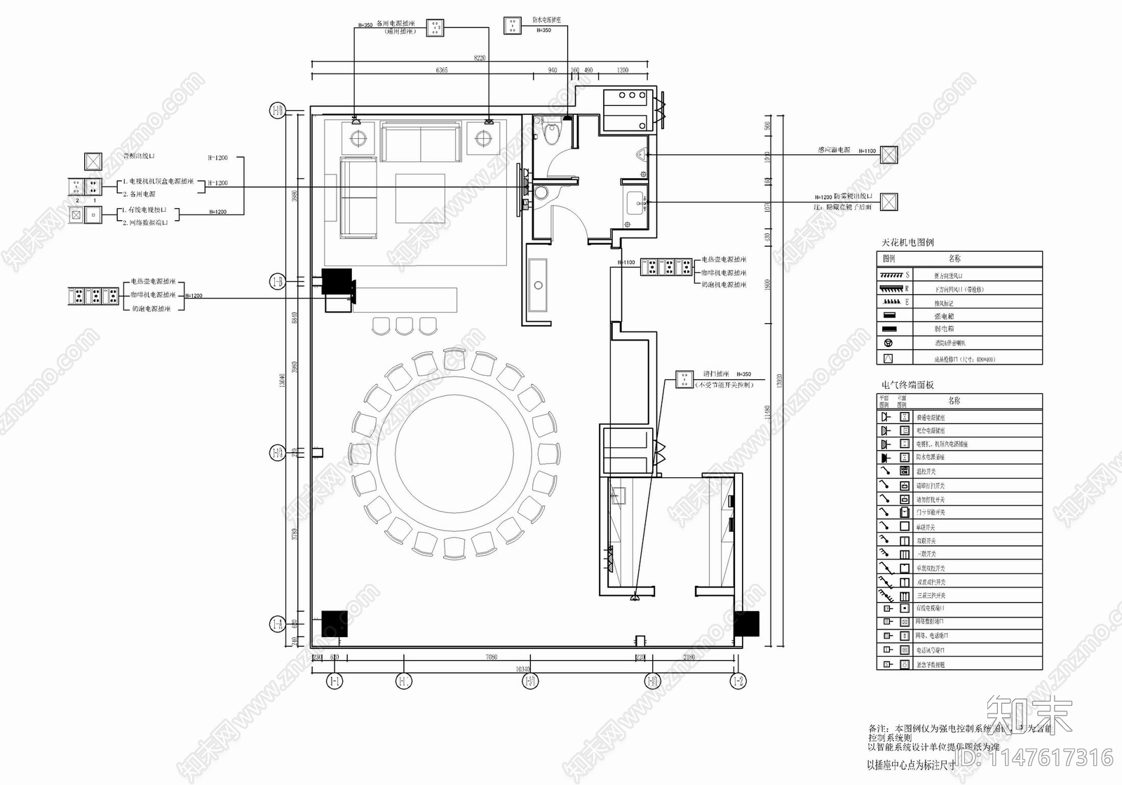 120㎡豪华中餐厅包房cad施工图下载【ID:1147617316】