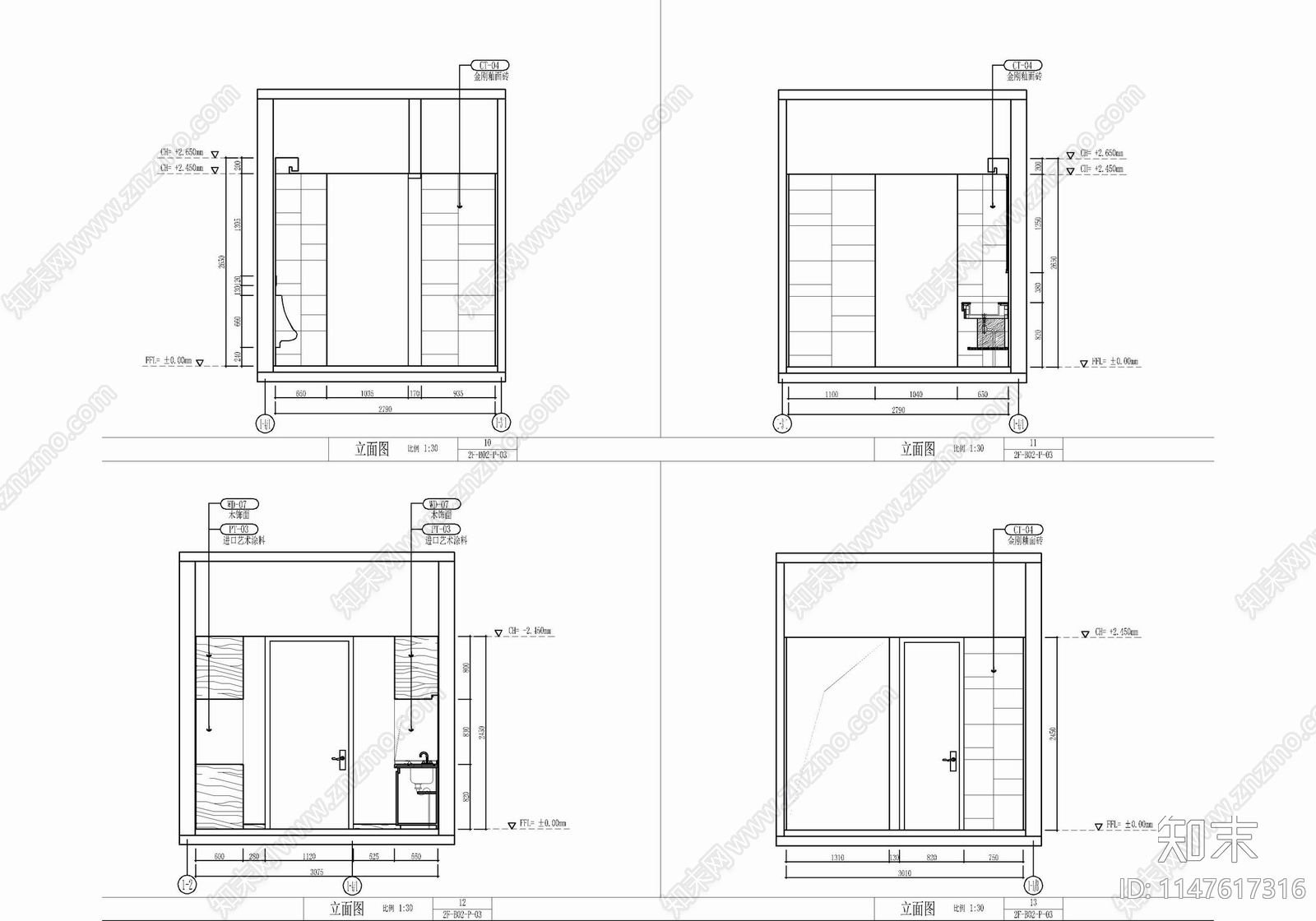 120㎡豪华中餐厅包房cad施工图下载【ID:1147617316】