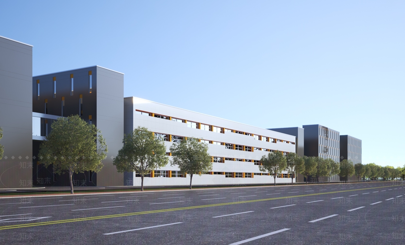 现代厂房仓库建筑3D模型下载【ID:1147618186】