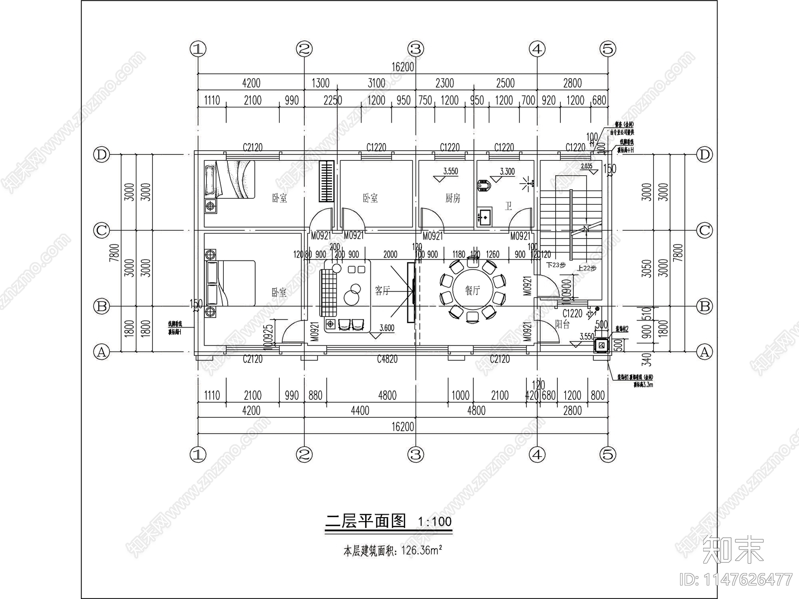 欧式五层独栋别墅建筑cad施工图下载【ID:1147713423】