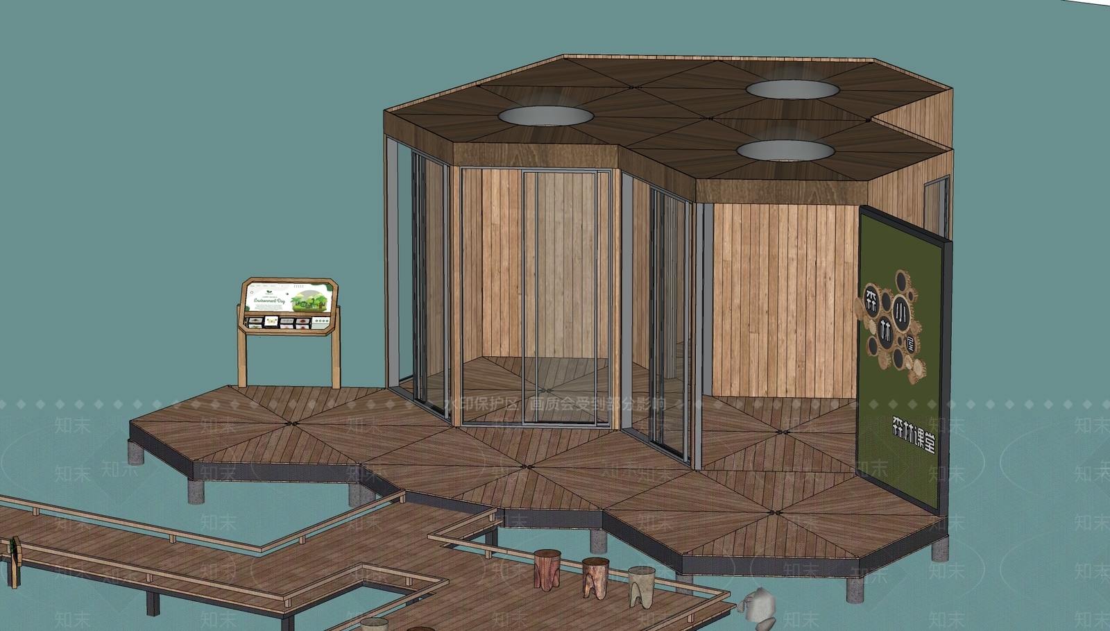 现代木屋建筑SU模型下载【ID:1147627074】
