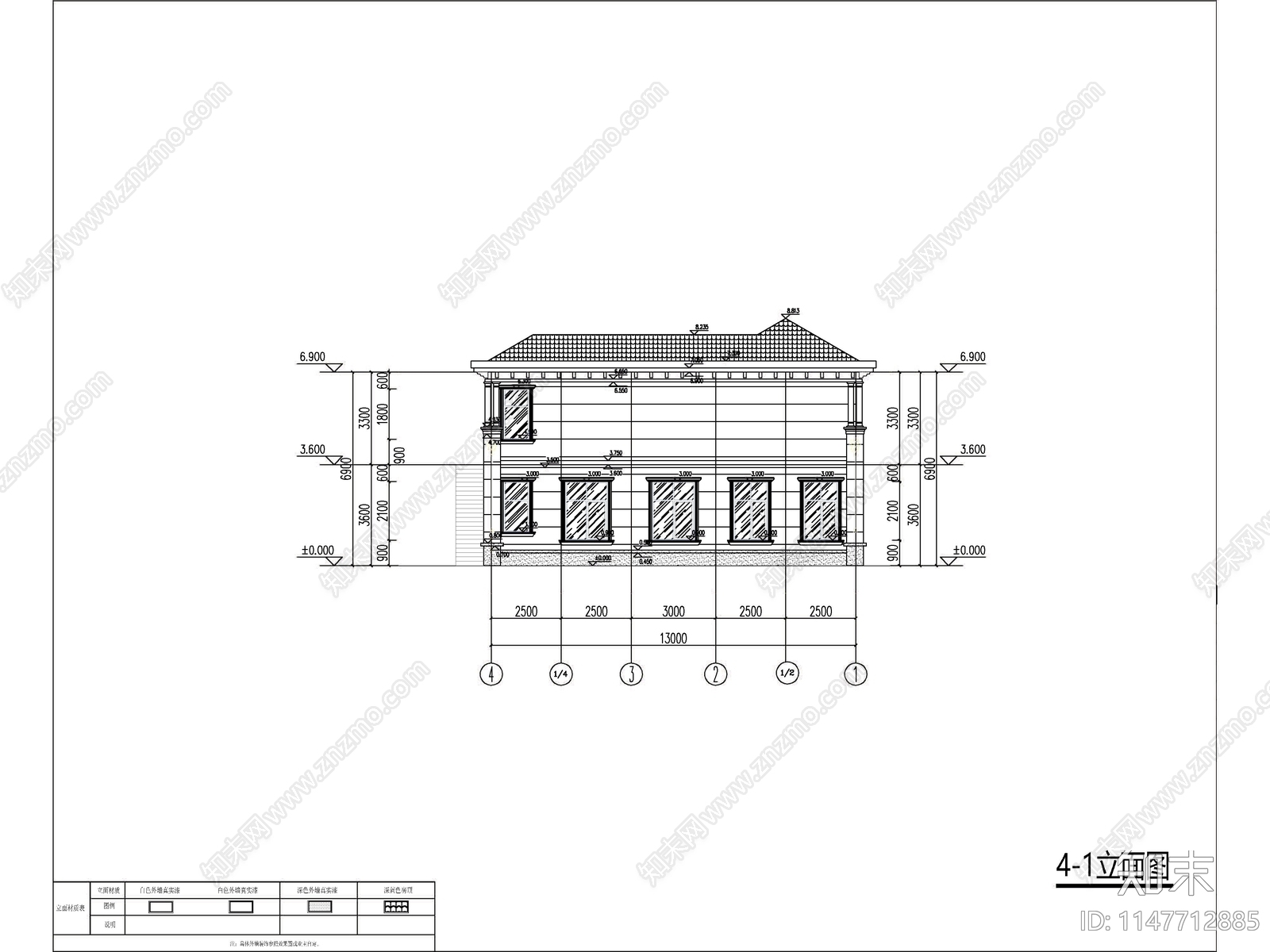 欧式两层独栋别墅建筑cad施工图下载【ID:1147712885】