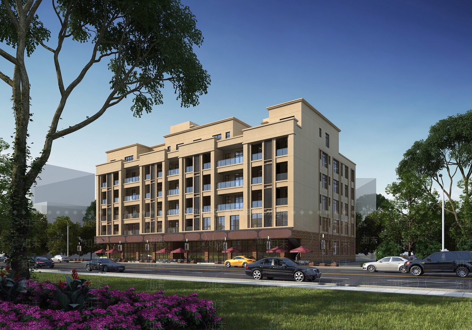 现代住宅商业办公楼综合体外立面改造3D模型下载【ID:1147629026】