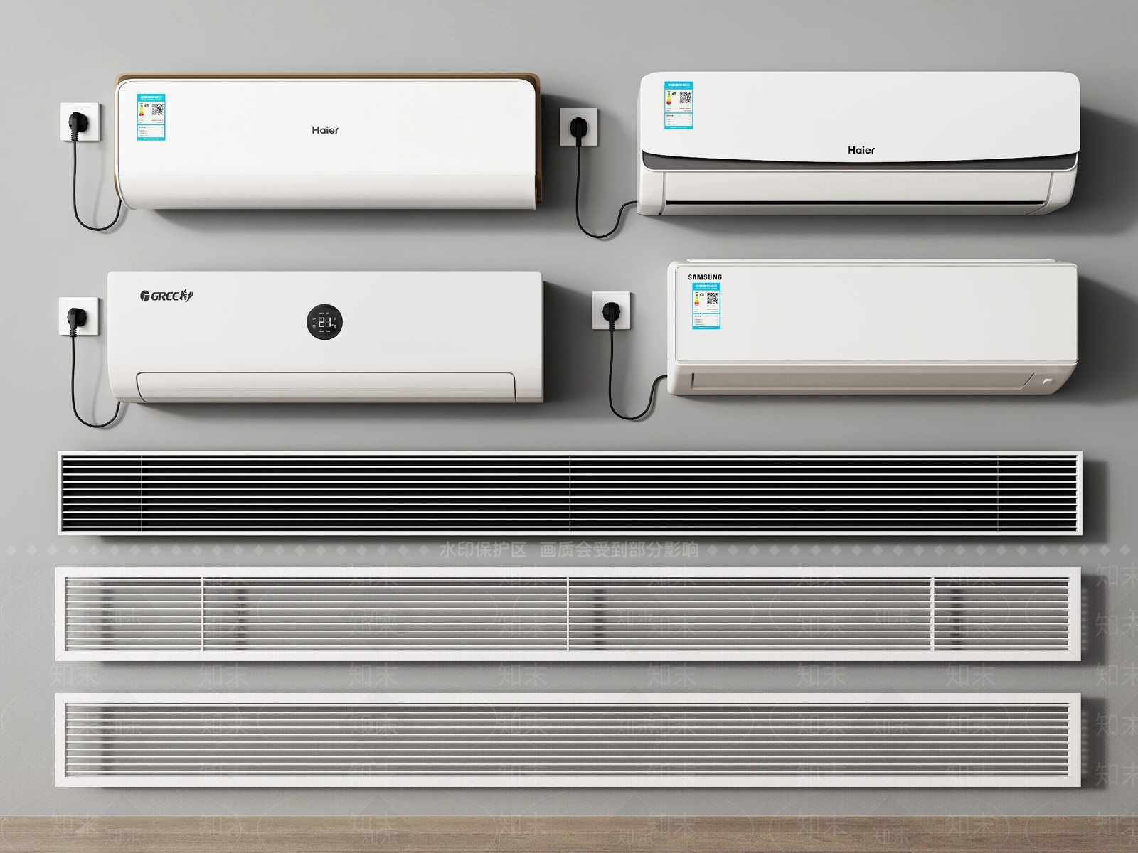 现代空调挂机3D模型下载【ID:1147629221】