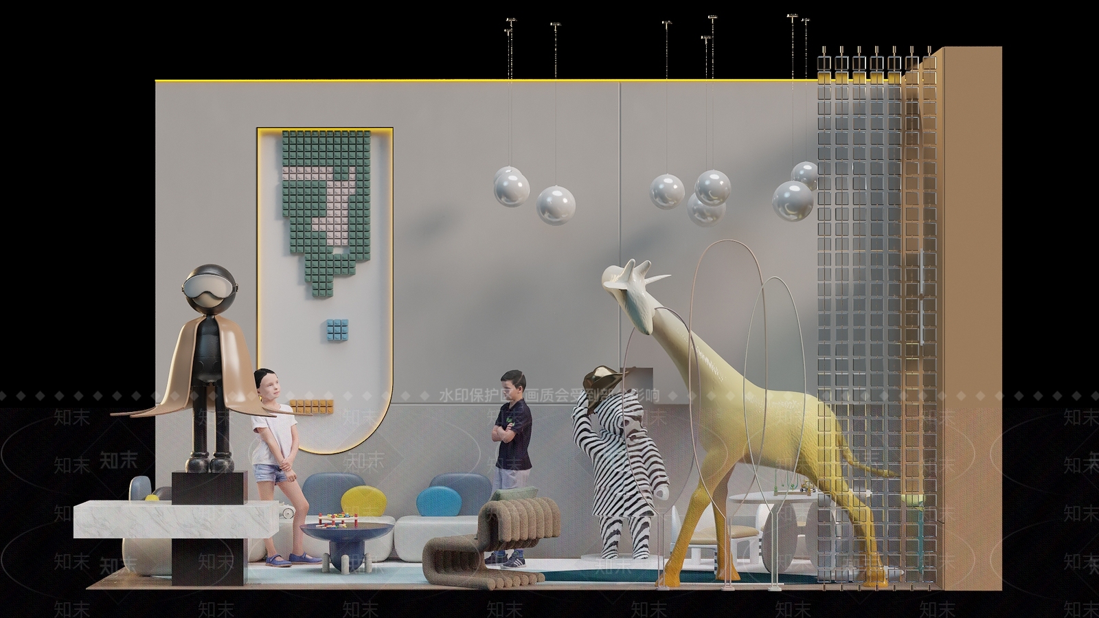 美陈儿童游乐休闲活动区3D模型下载【ID:1147631735】