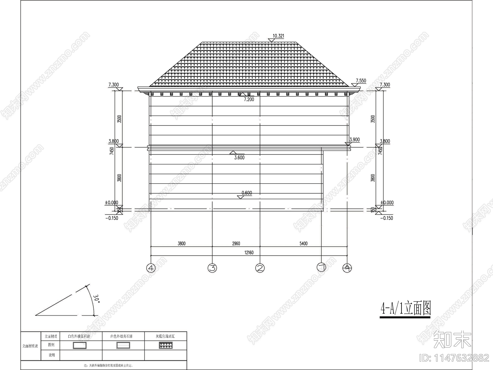 欧式两层独栋别墅建筑施工图下载【ID:1147632882】