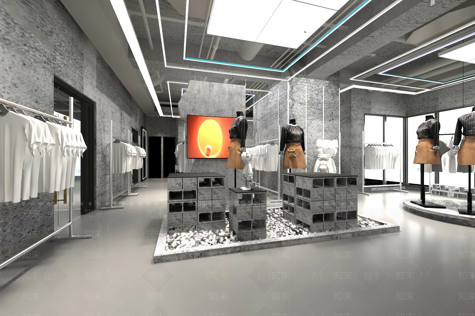 工业风服装店3D模型下载【ID:1147636039】