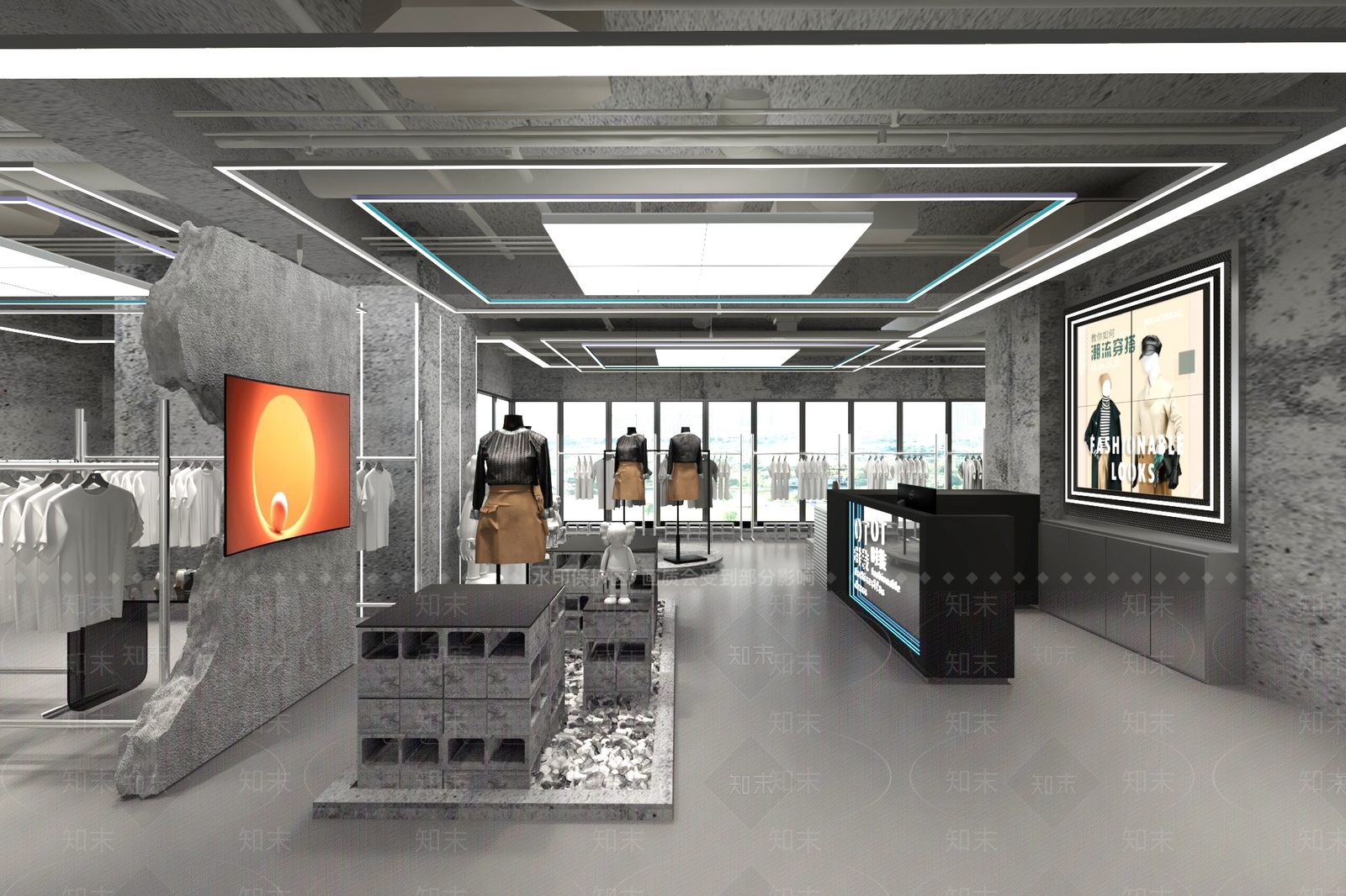 工业风服装店3D模型下载【ID:1147636039】