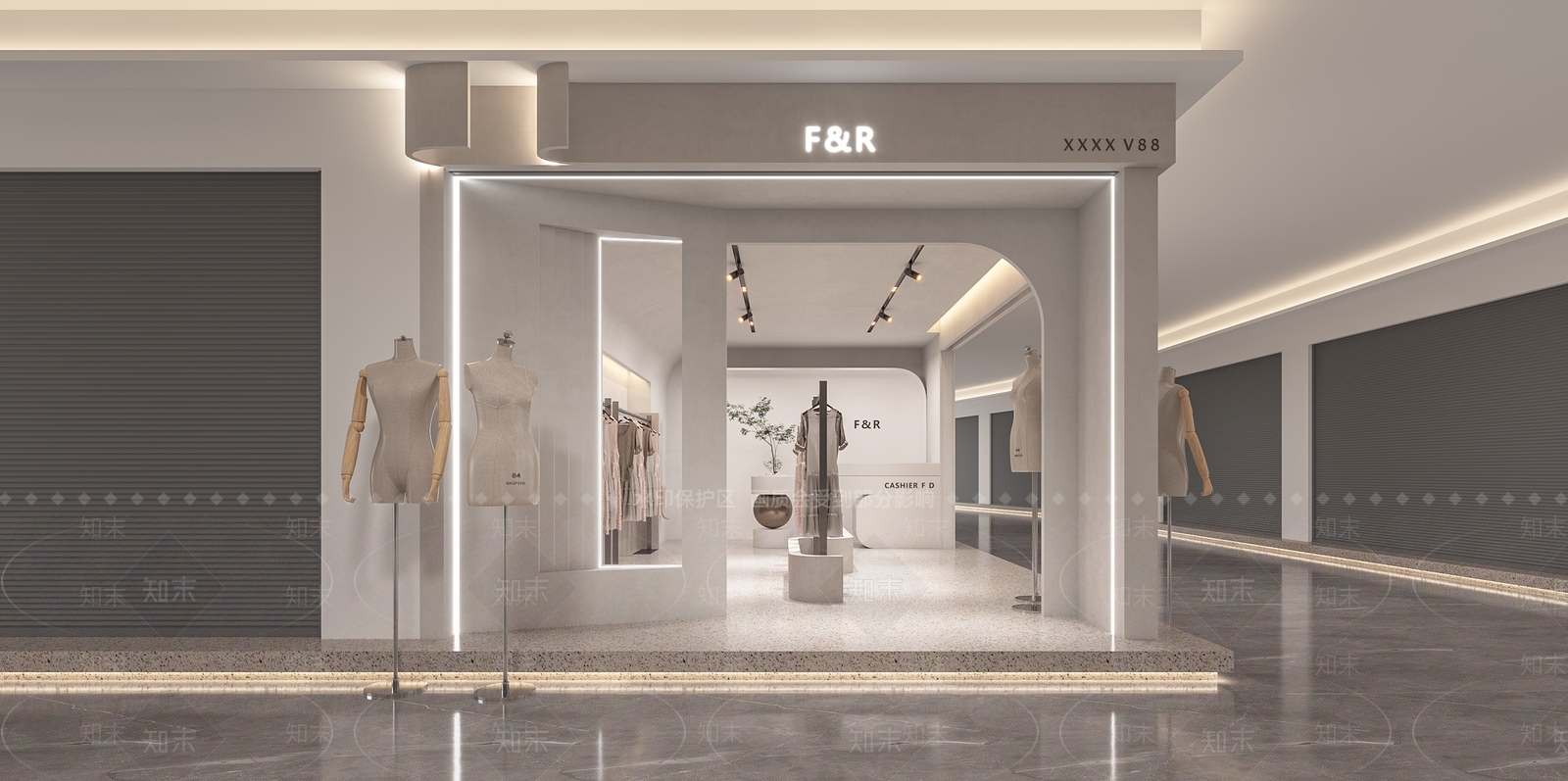 侘寂风服装店3D模型下载【ID:1147637298】