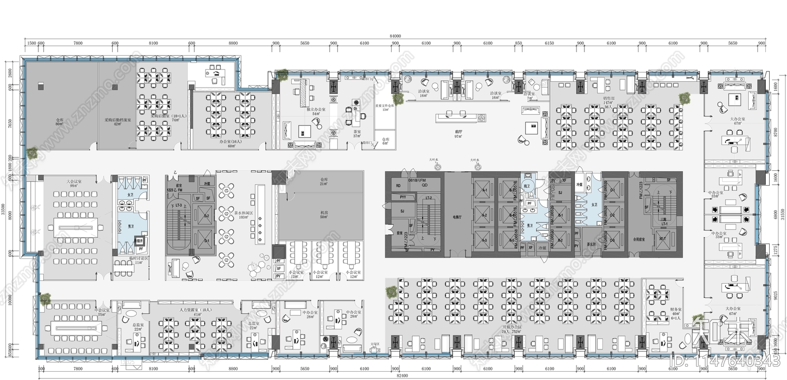 企业办公总部施工图下载【ID:1147640343】