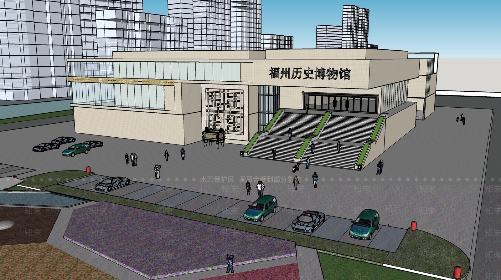 现代博物馆SU模型下载【ID:1147642442】